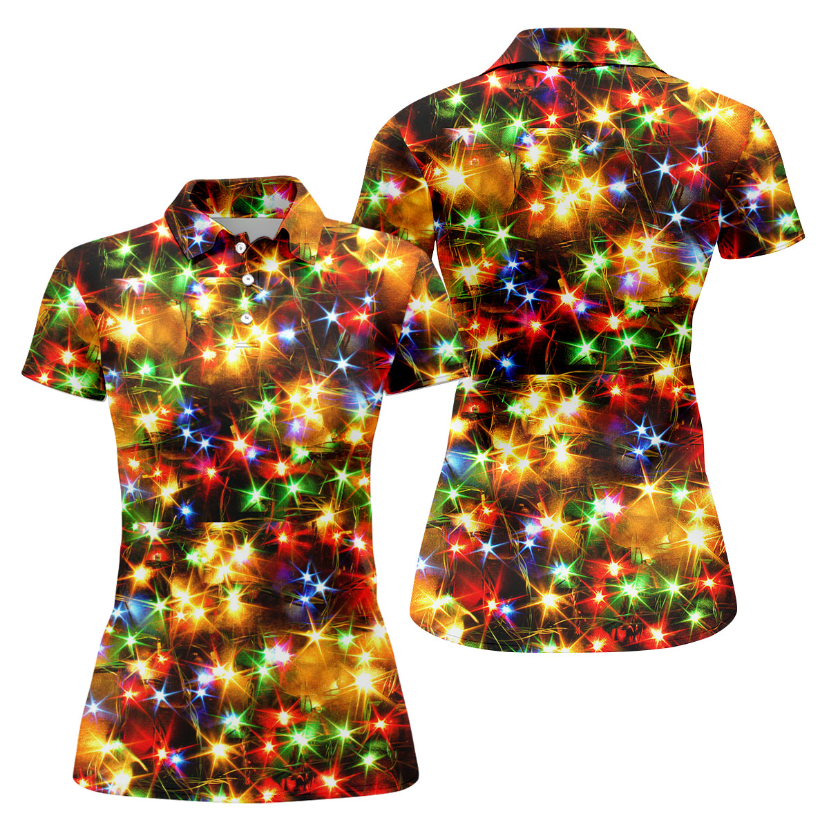 Sparkling Lights Christmas Golf Shirt, Golf Tops For Women, Ladies Golf Shirts