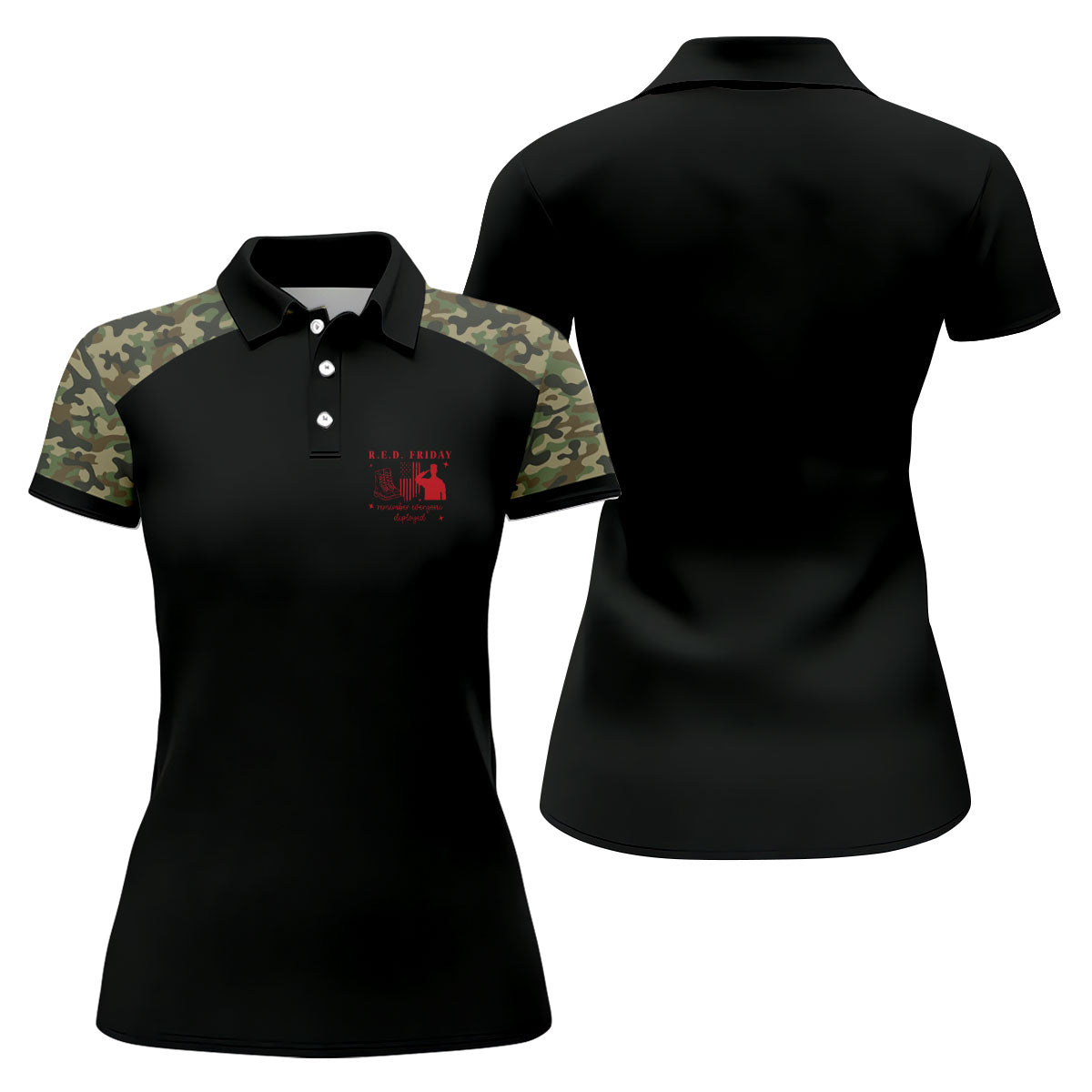 RED Friday Camo Black Patriotic 4th Of July Golf Shirt, 250th Anniversary Golf Shirt For Women
