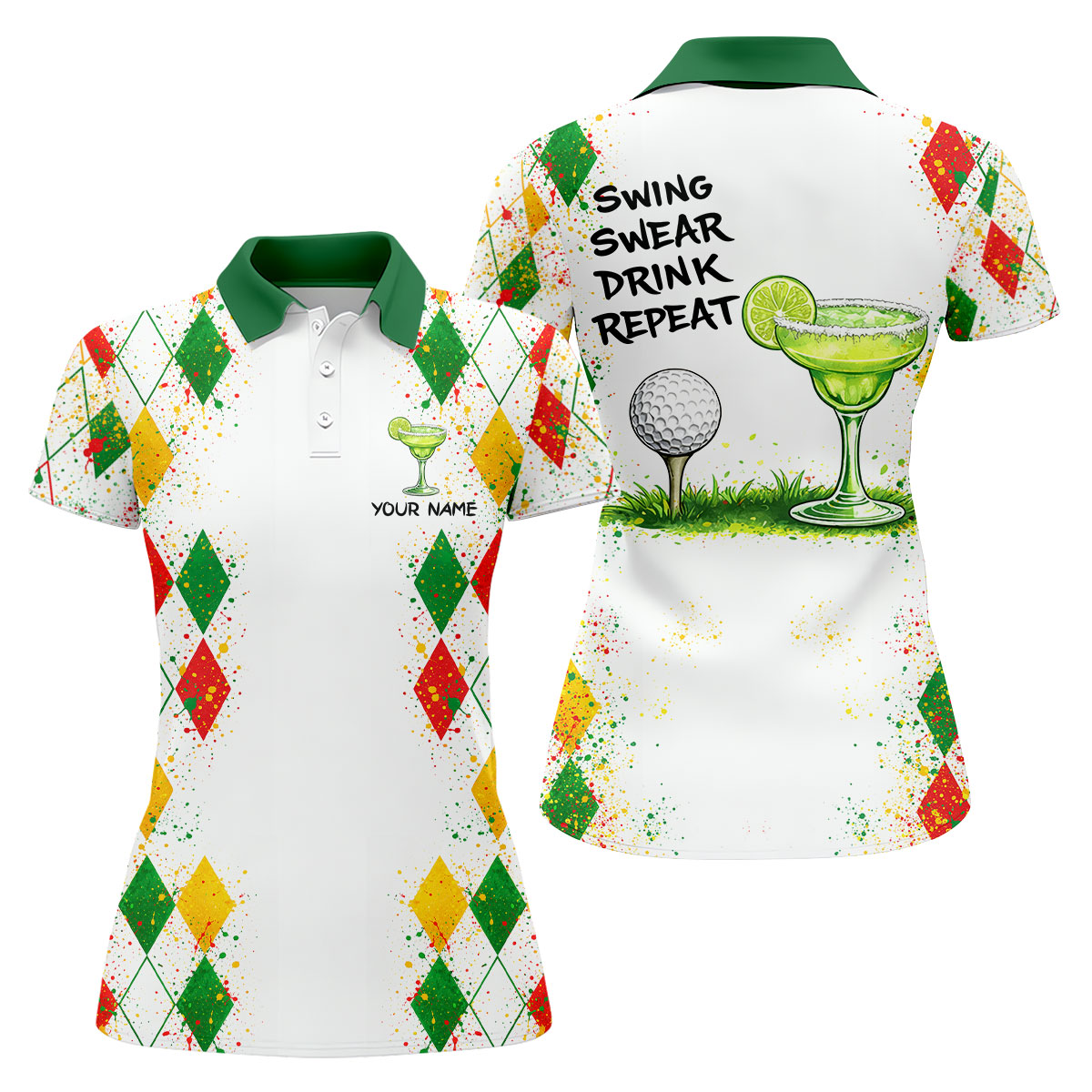 Swing Swear Drink Repeat Margarita Cocktail Cinco De Mayo Celebration Fiesta Themed Golf Shirt For Women