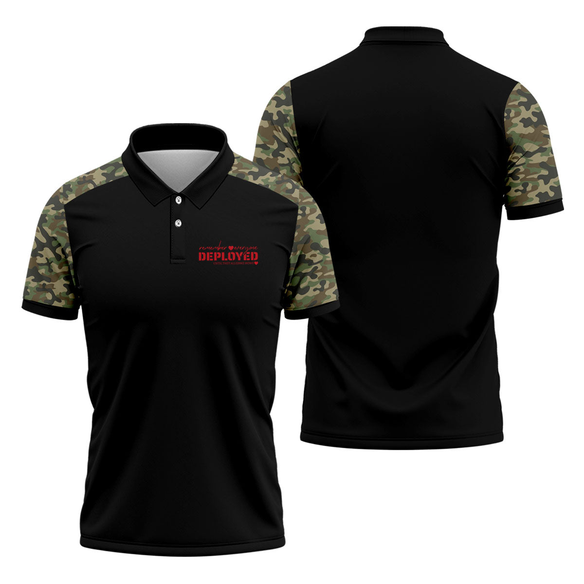 Remember Everyone Deployed Camo Black Patriotic 4th Of July Golf Shirt, 250th Anniversary Golf Shirts For Men