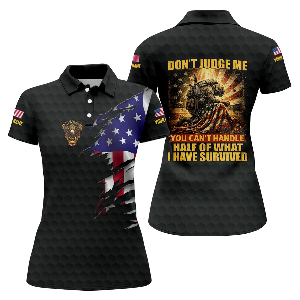 Don't Judge Me Veteran Memorial Patriotic 4th Of July Golf Shirt, 250th Anniversary Golf Shirt For Women