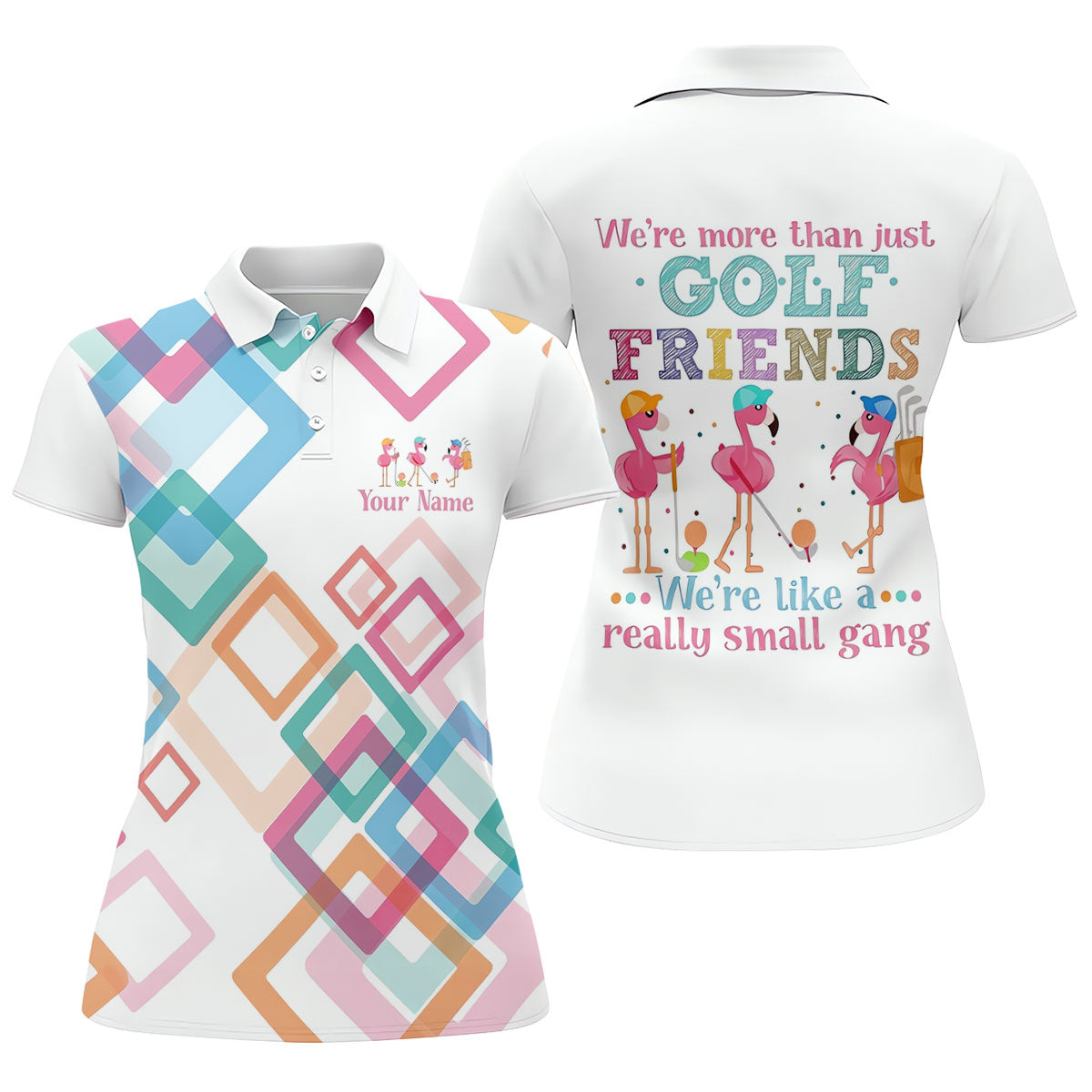 Personalized Flamingo Golf Polo Shirt, Golf Tops For Women, Ladies Golf Shirt