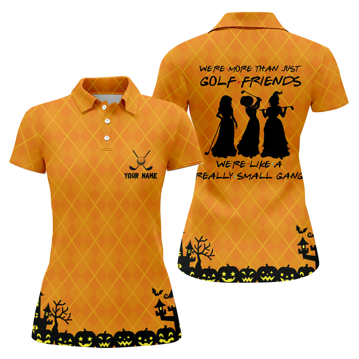 Your Name Golf Friends Horror Character Polo Shirt, Halloween Shirt, Ladies Golf Shirts