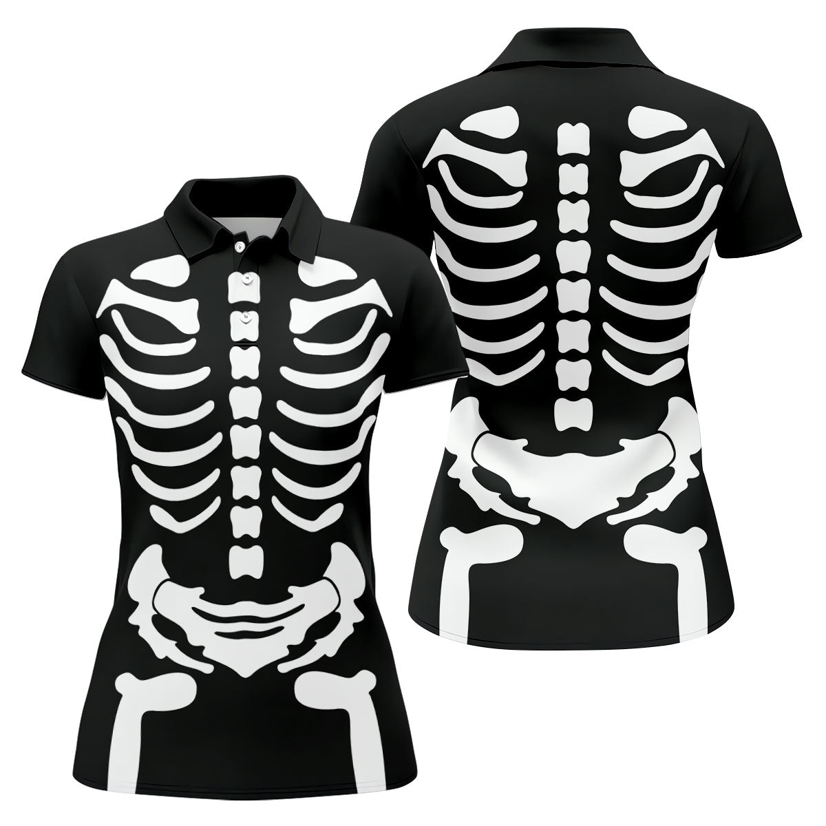 Halloween Skeleton Costume Golf Shirt, Women's Golf Polo, Hawaiian Golf Shirt