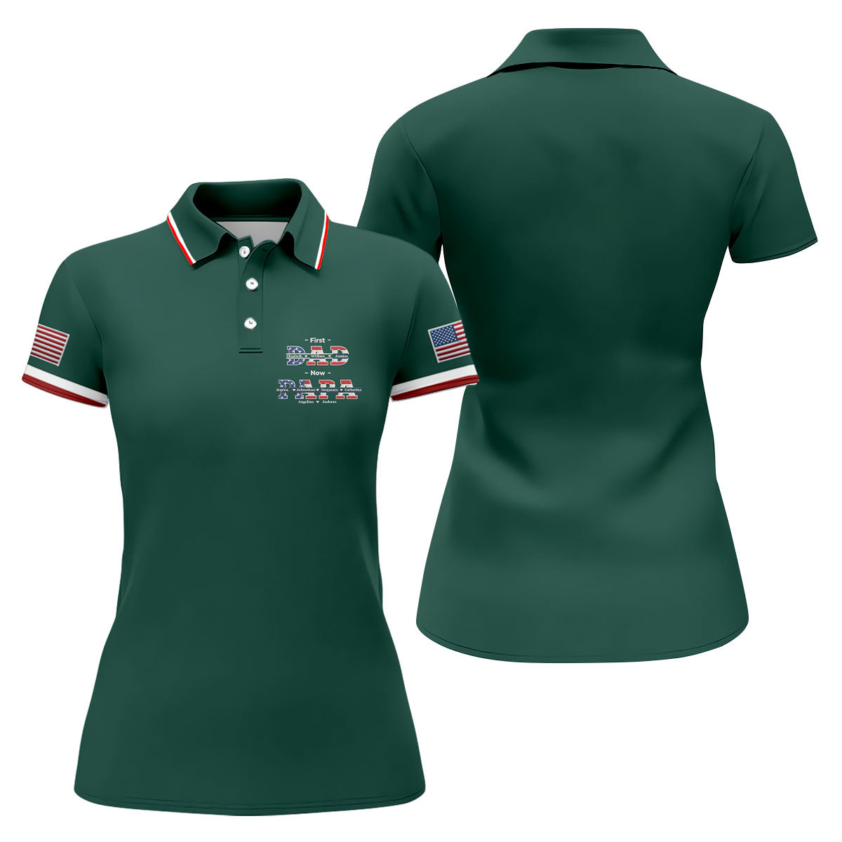 Green First Dad Now Grandpa Golf Polo Shirt, Ladies Golf Shirts, Golf Tops For Women