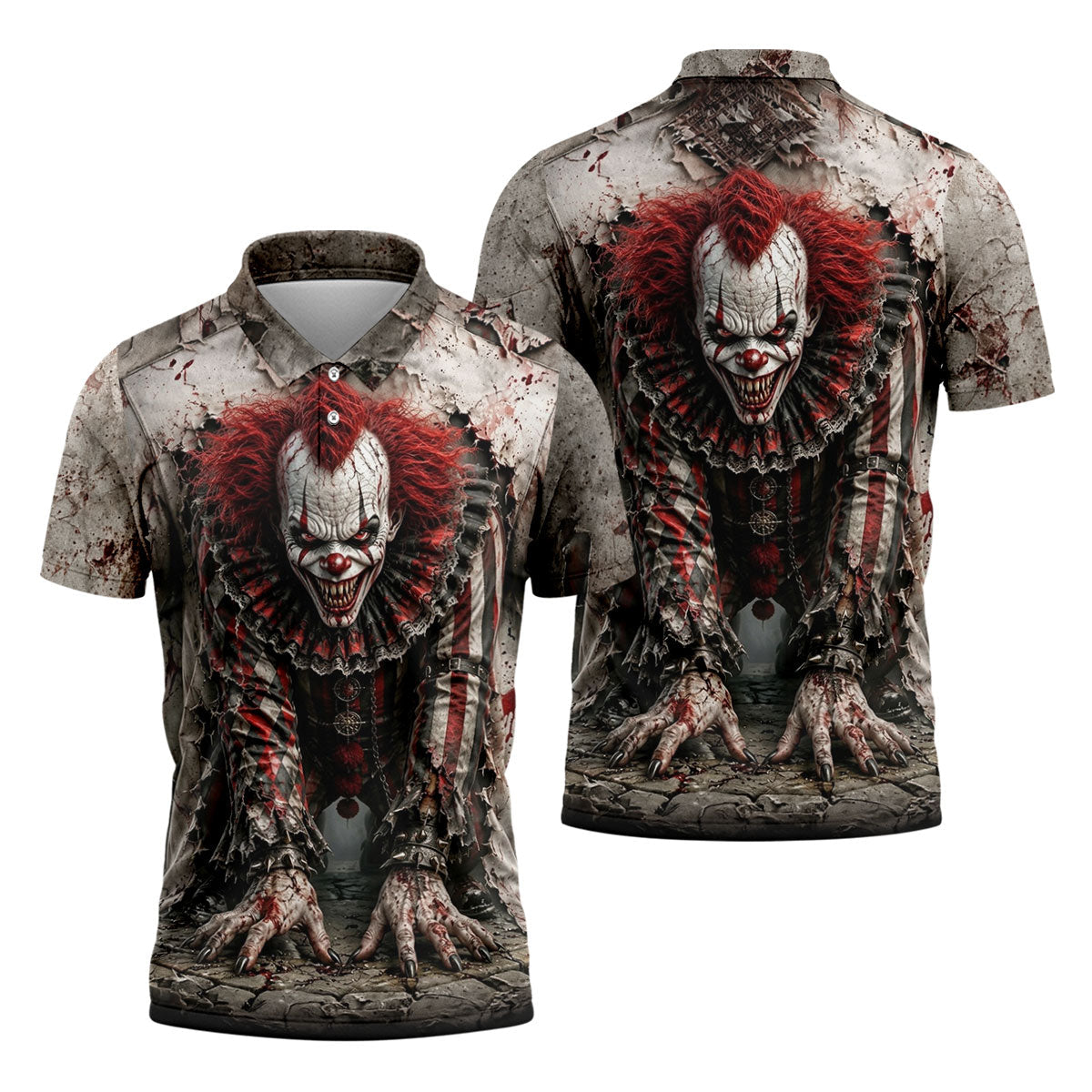 Halloween Horror Character Golf Shirt, Men's Golf Shirt, Hawaiian Golf Shirt For Men
