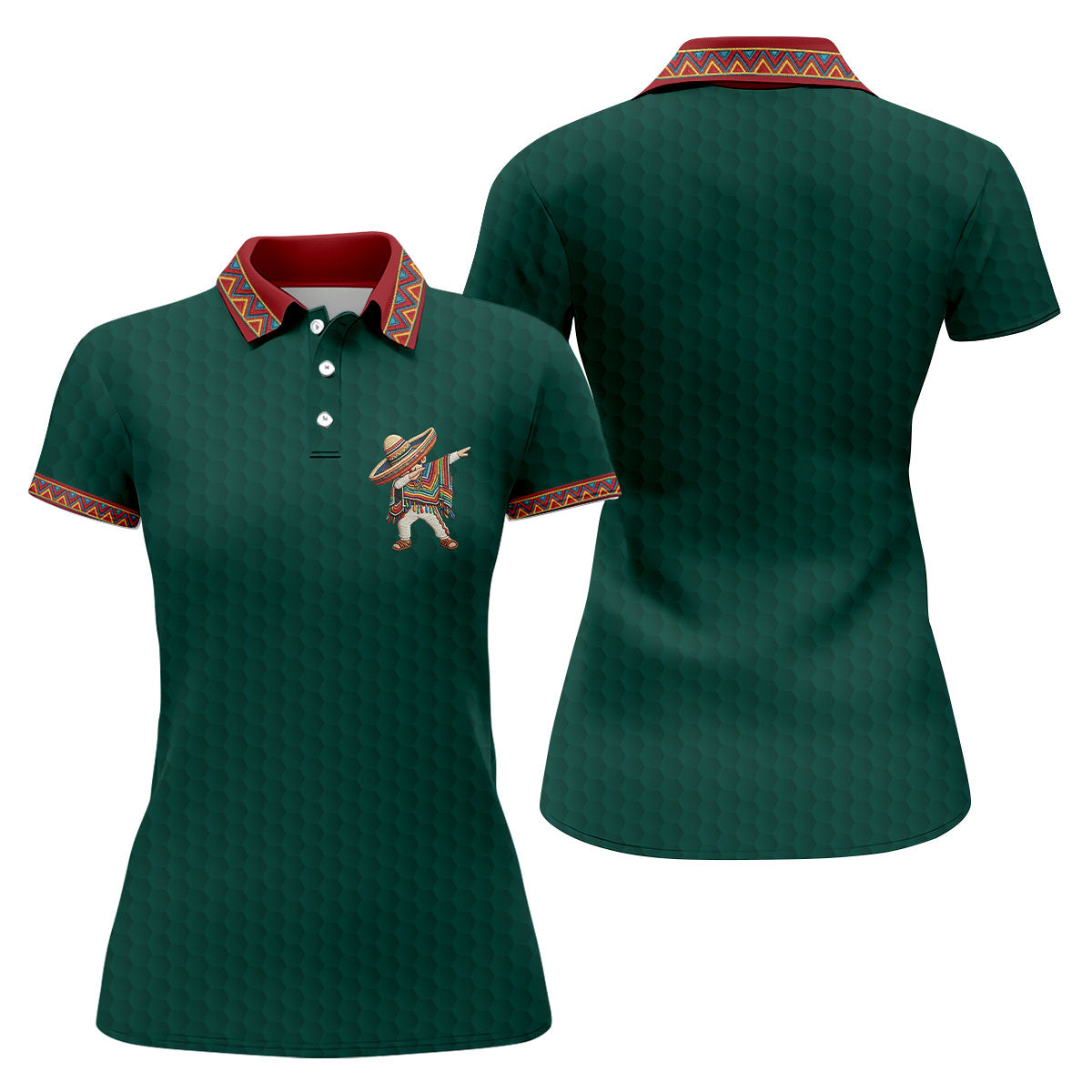 Cinco De Mayo Celebration Golf Ball Pattern Green Golf Shirt, Golf Shirt For Women