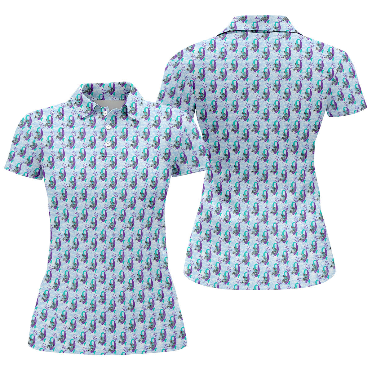 You Are Not Alone Suicide Awareness Ribbon Pattern Women’s Golf Polo, Ladies Golf Shirts