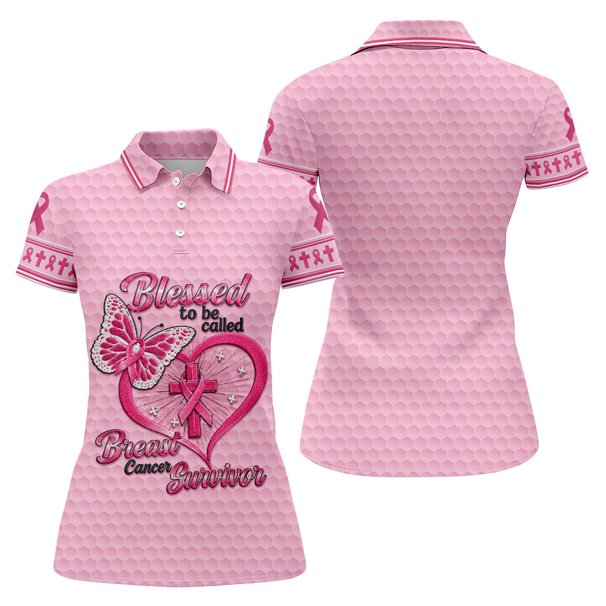 Blessed To Be Called Breast Cancer Survivor Shirt, Womens Golf Polo, Golf Shirts For Women