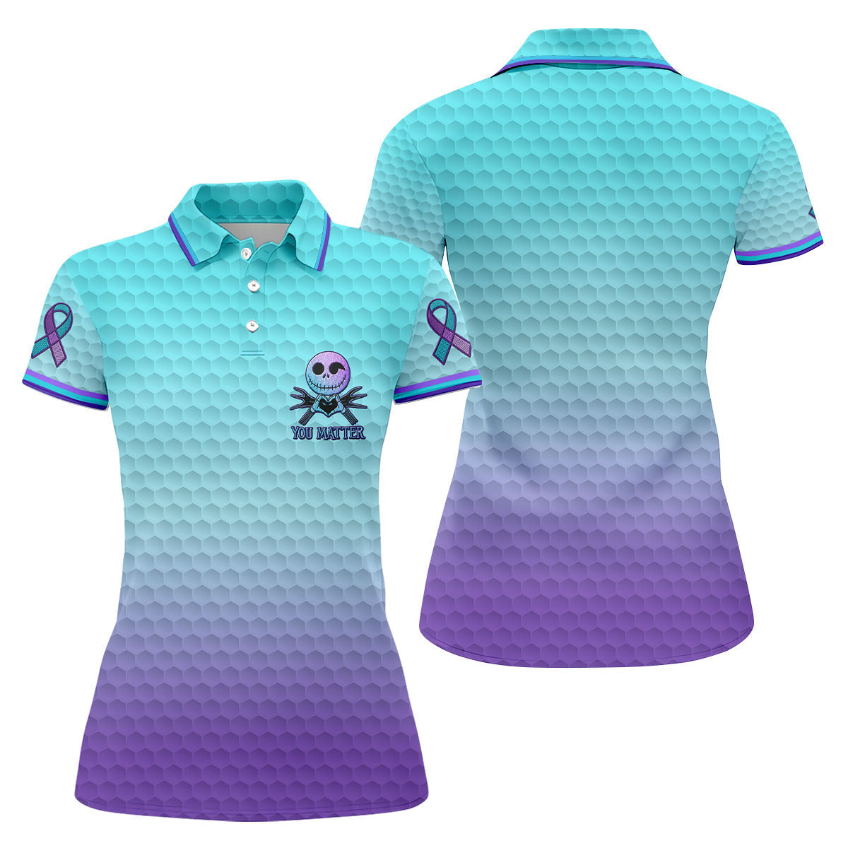 You Matter Suicide Prevention Skeleton Pocket Logo Golf Shirts For Women, Women’s Golf Polo