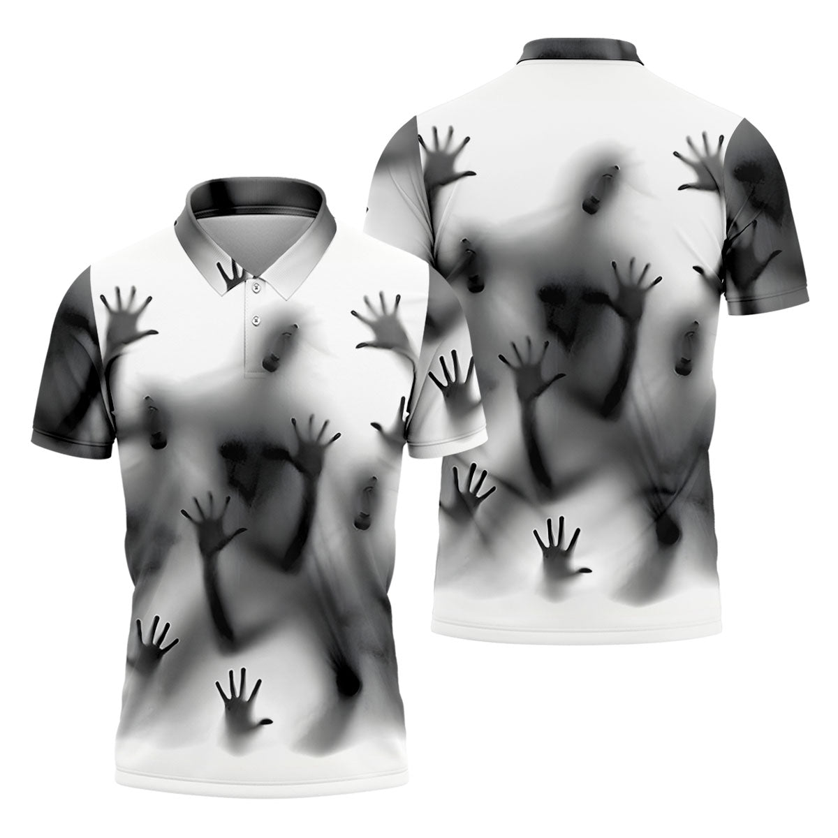 Haunted Shadow Silhouette Golf Polo Shirt, Men's Golf Shirts, Hawaiian Golf Shirt