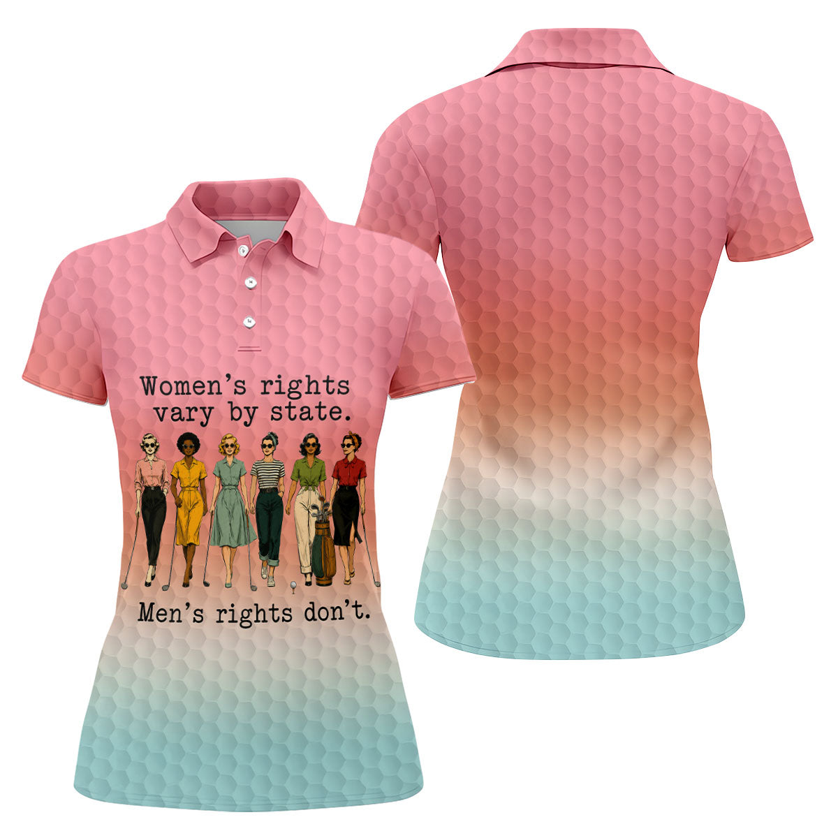 Women's Rights Vary By State Funny Golf Polo Shirt, Women's Golf Polo, Golf Tops For Women