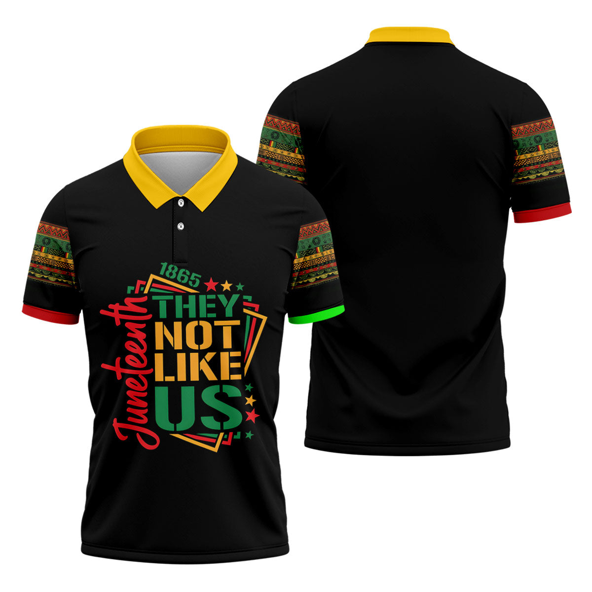 Juneteenth They Not Like Us 1865 Heritage Golf Polo Shirt, Golf Shirts For Men, Printed Golf Shirts