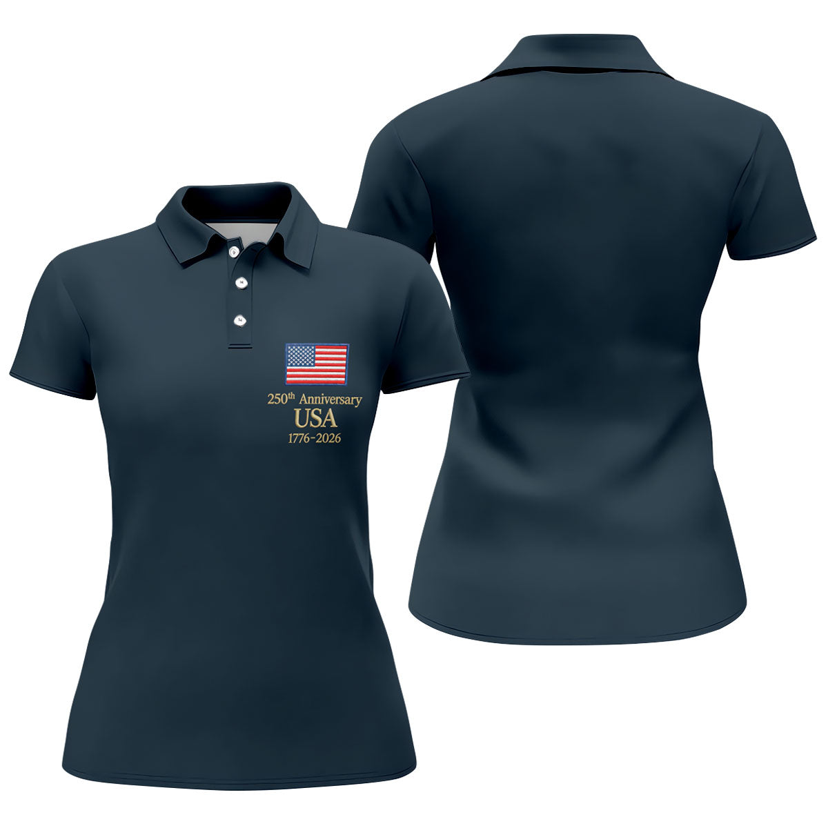 250th Anniversary USA Flag Logo 4th Of July Golf Shirt, Vintage Patriot Golf Shirt For Women