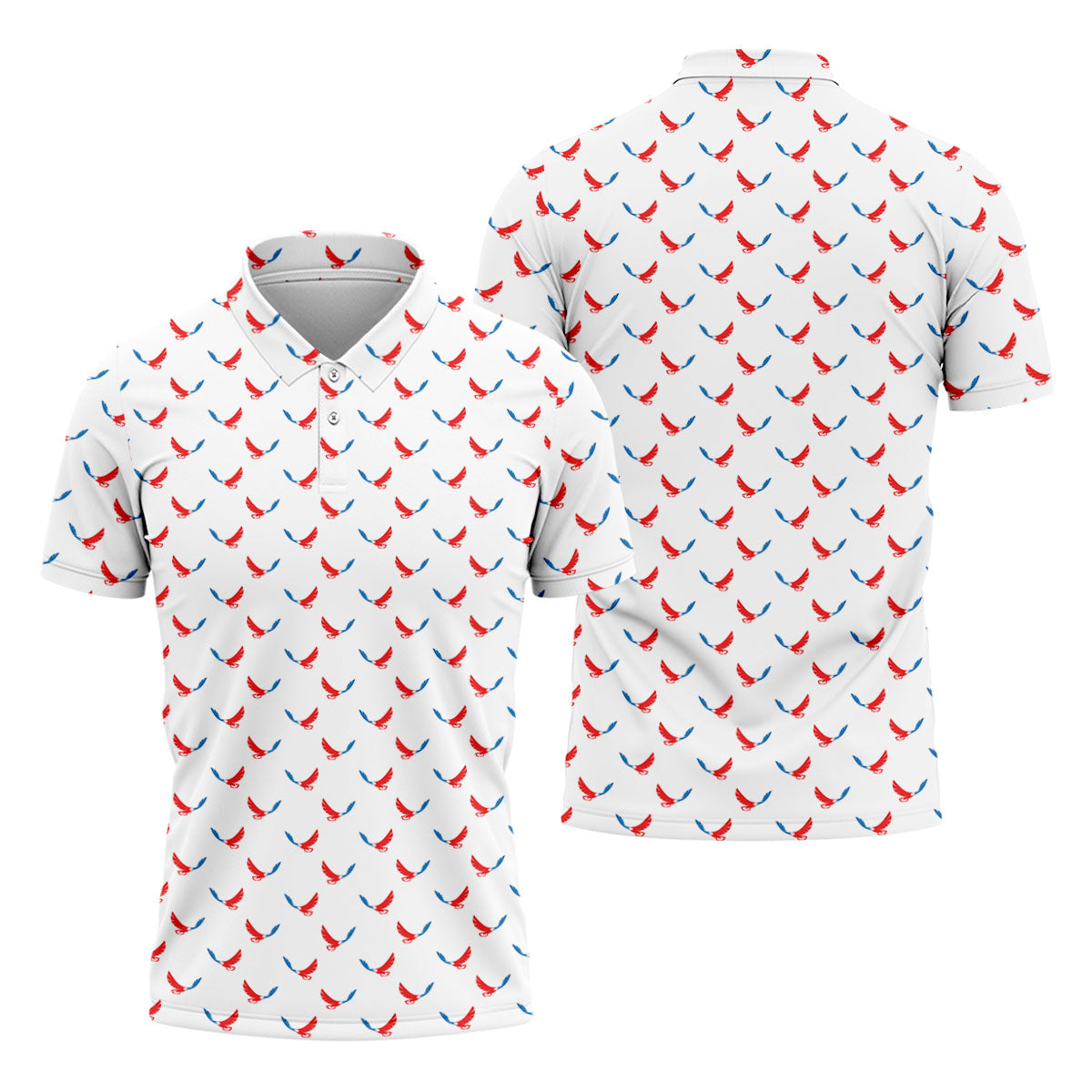 Red White Blue Eagle White Golf Shirt, 4th Of July Golf Shirt, 250th Anniversary Patriotic Golf Shirts For Men