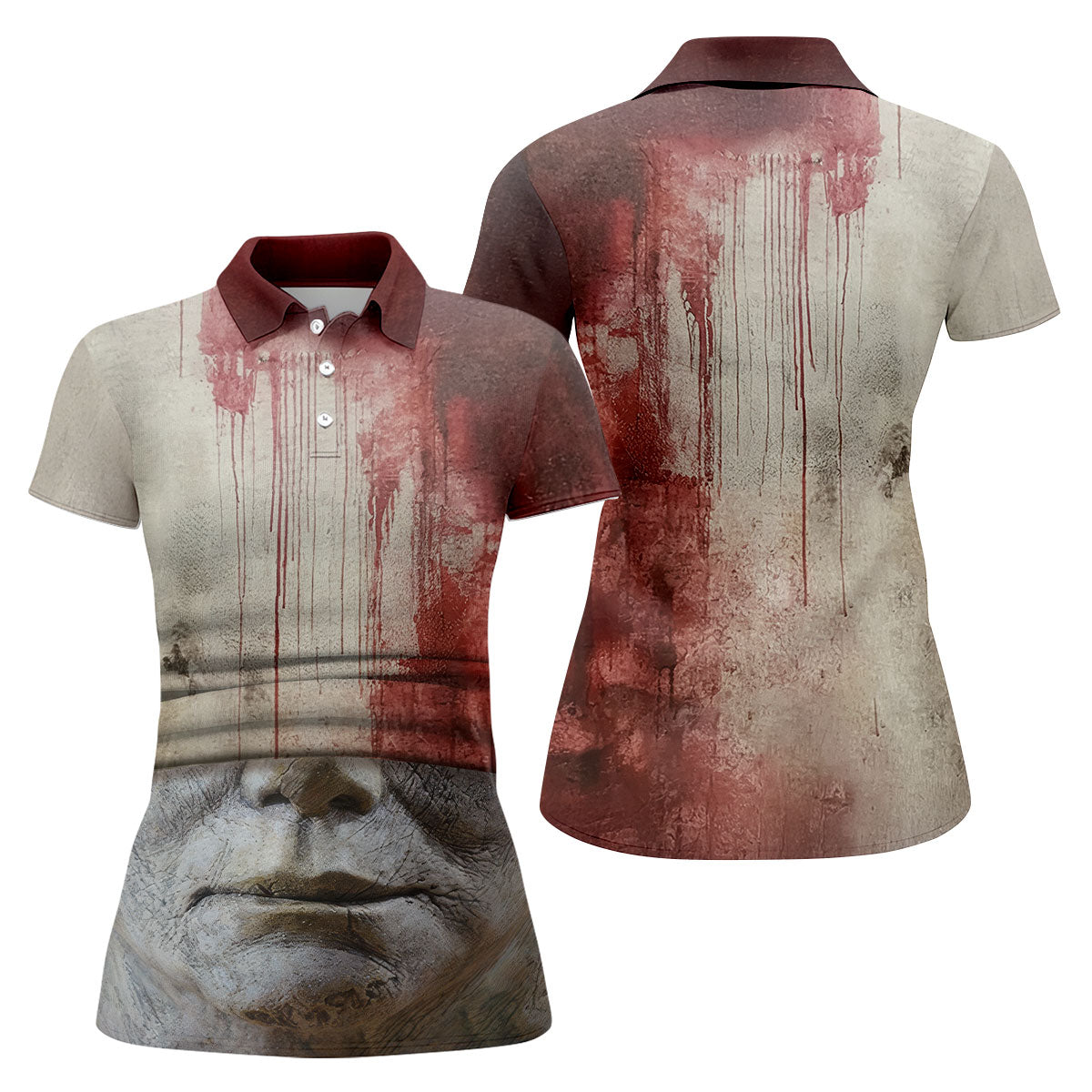 Blood Pale Mask Horror Character Halloween Polo Shirt, Women's Golf Tops, Ladies Golf Top