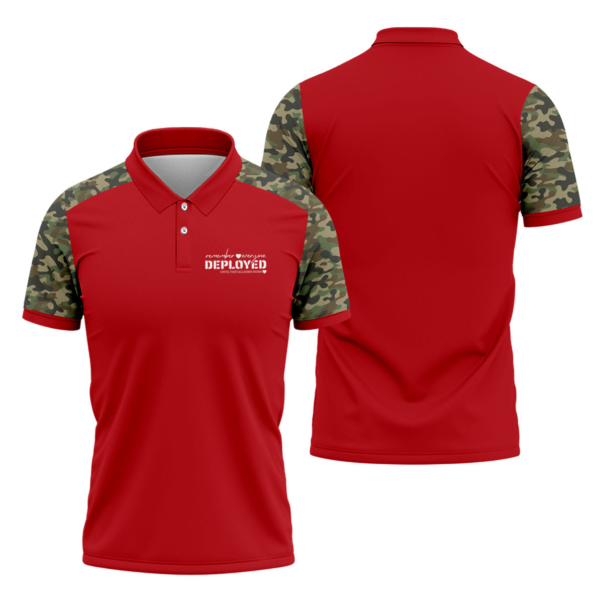 Remember Everyone Deployed Camo Red Patriotic 4th Of July Golf Shirt, 250th Anniversary Golf Shirts For Men