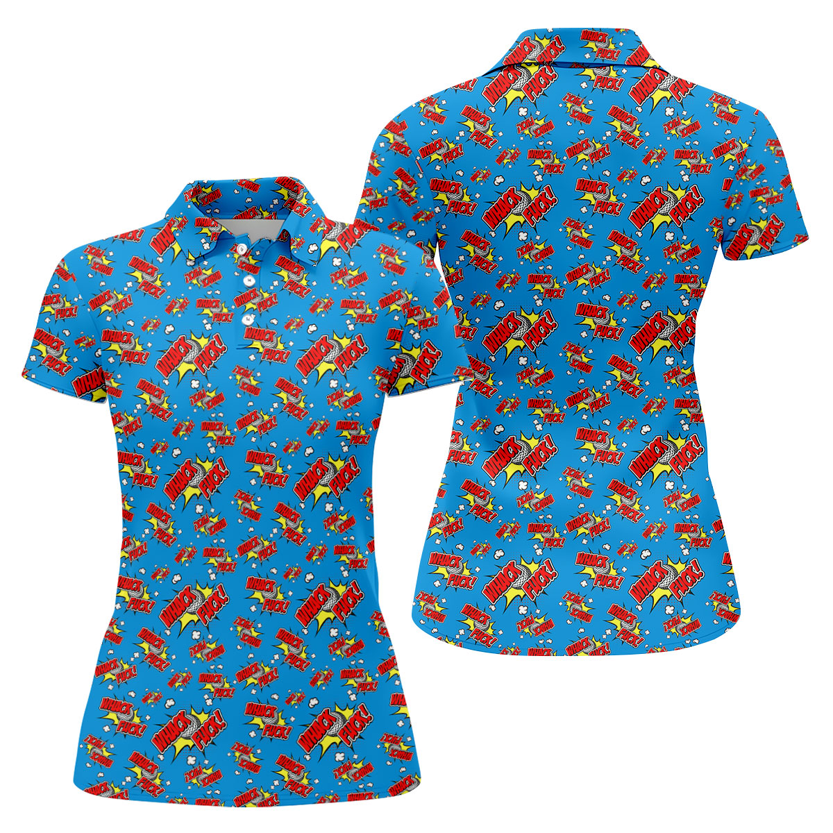 Funny Whack Fuck Comic Golf Ball Blue Polo Shirt, Hawaiian Golf Shirts, Golf Polo For Women