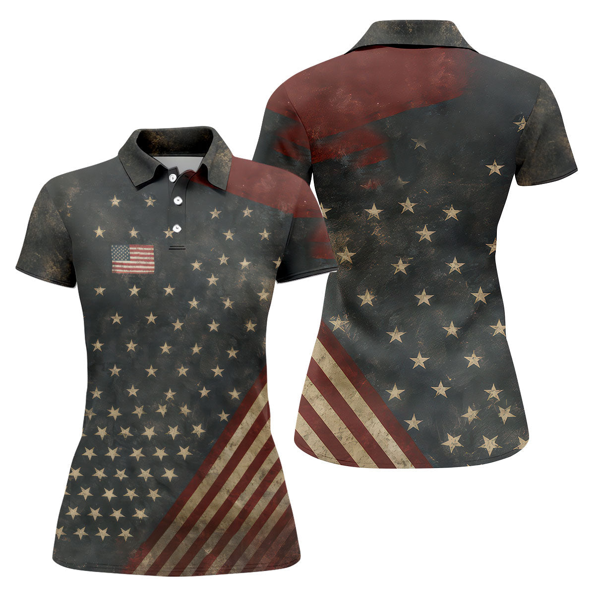1776 Independence Day Stars Stripes Polo Golf Shirt, Patriotic Golf Shirt, Golf Shirts For Women