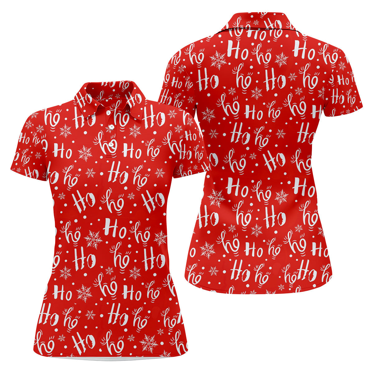 Ho Ho Ho Red Christmas Ladies Golf Tops, Fun Women's Golf Shirts, Christmas Golf Shirt, Golf Shirt For Women
