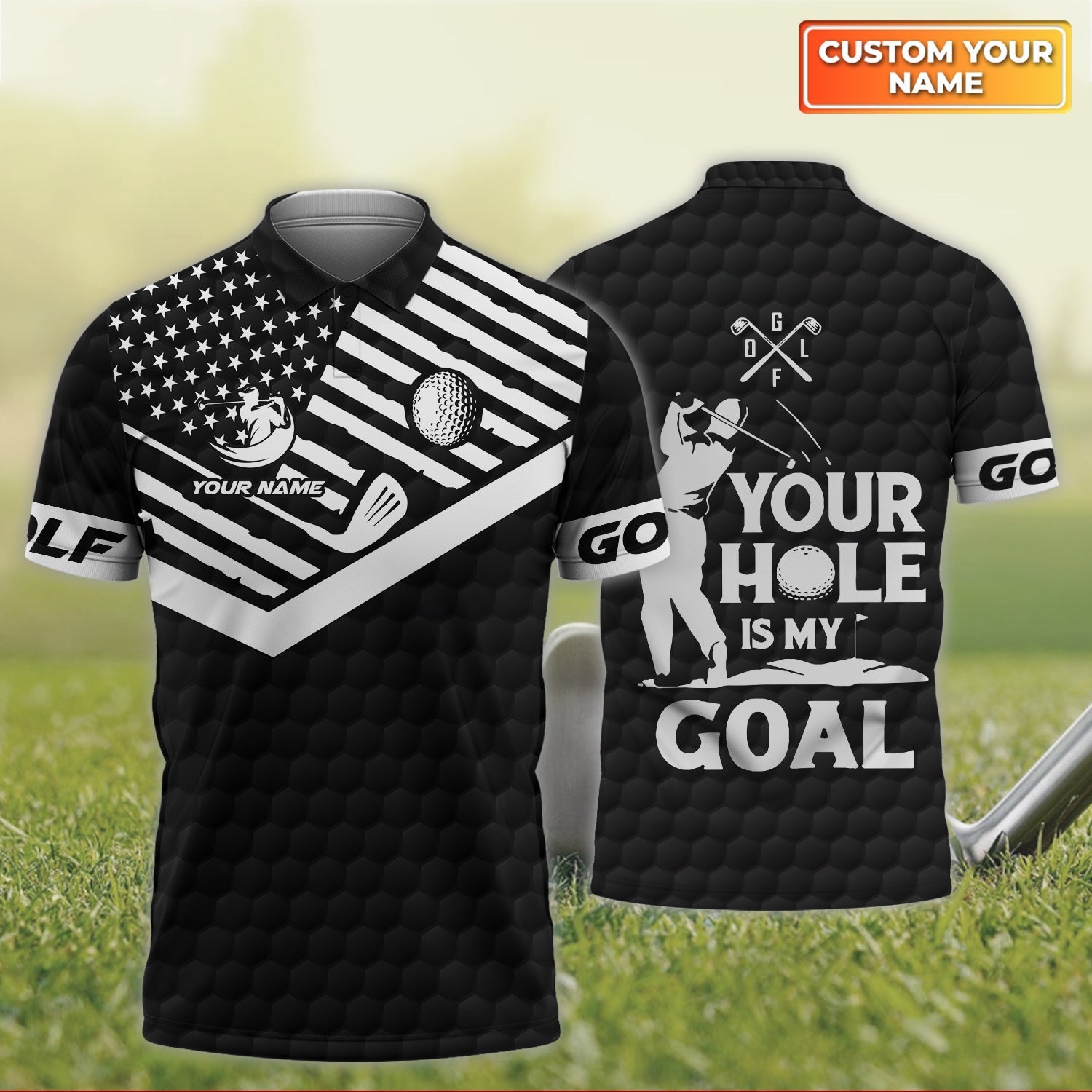 Your Hole Is My Goal Golf Men's Golf Polo Shirt, Golfing Apparel, Mens Golf Gift, Funny Golf Shirt