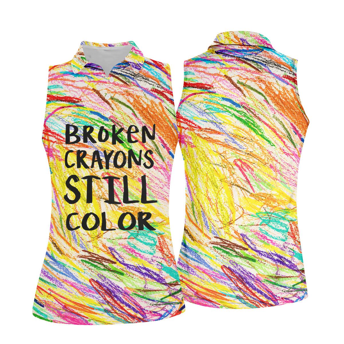 Broken Crayons Still Color Breast Cancer Shirt, Women's Golf Tops, Golf Shirts For Women