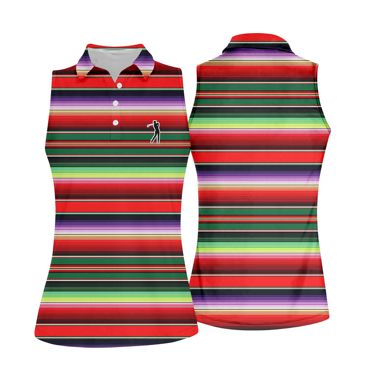Colorful Stripes Sarape Pattern Cinco De Mayo Celebration Fiesta Themed Golf Shirt For Women