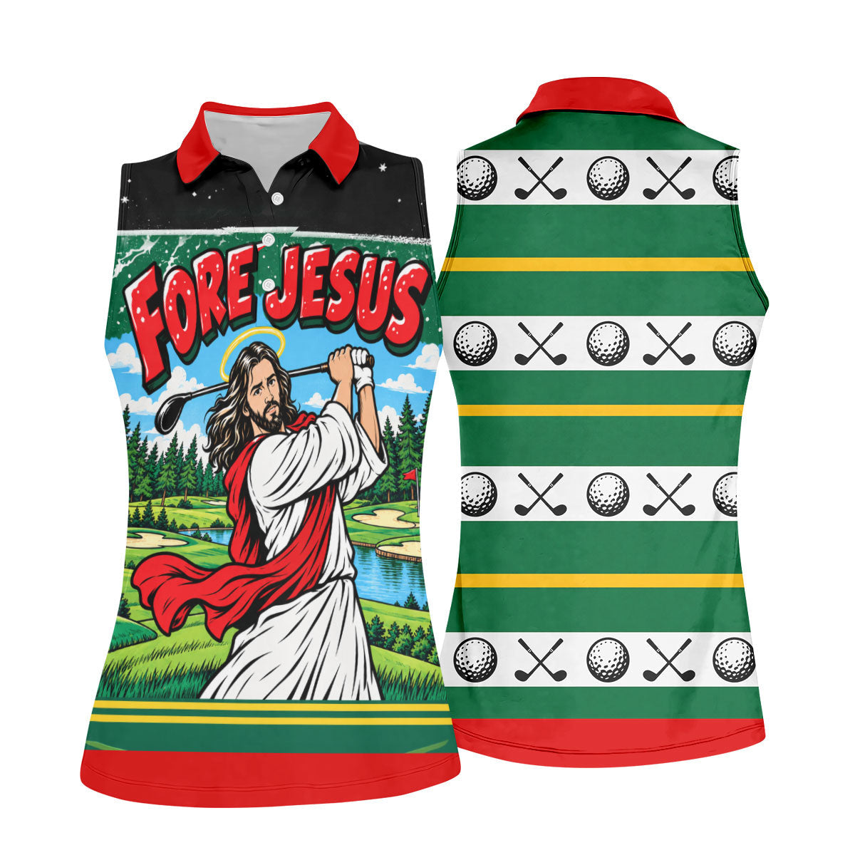 Fore Jesus Golf Swing Christmas Golf Shirt, Golf Gifts For Women, Ladies Golf Apparel
