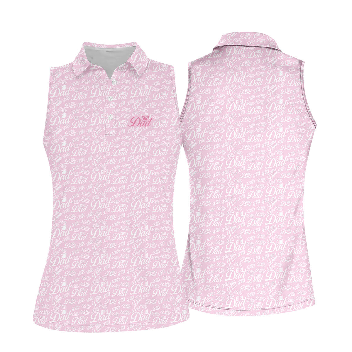 Pink Girl Dad All Over Print Golf Polo Shirt, Ladies Golf Tops, Performance Golf Shirt