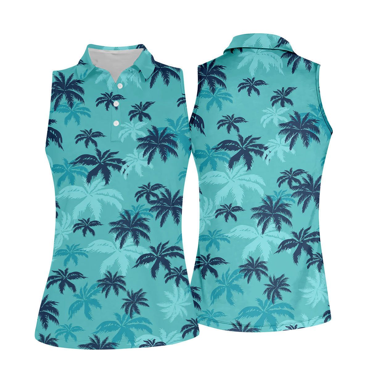 Turquoise Palm Tree Tropical Golf Shirt, Women's Golf Shirt, Golf Polo For Women, Golf Shirts For Women