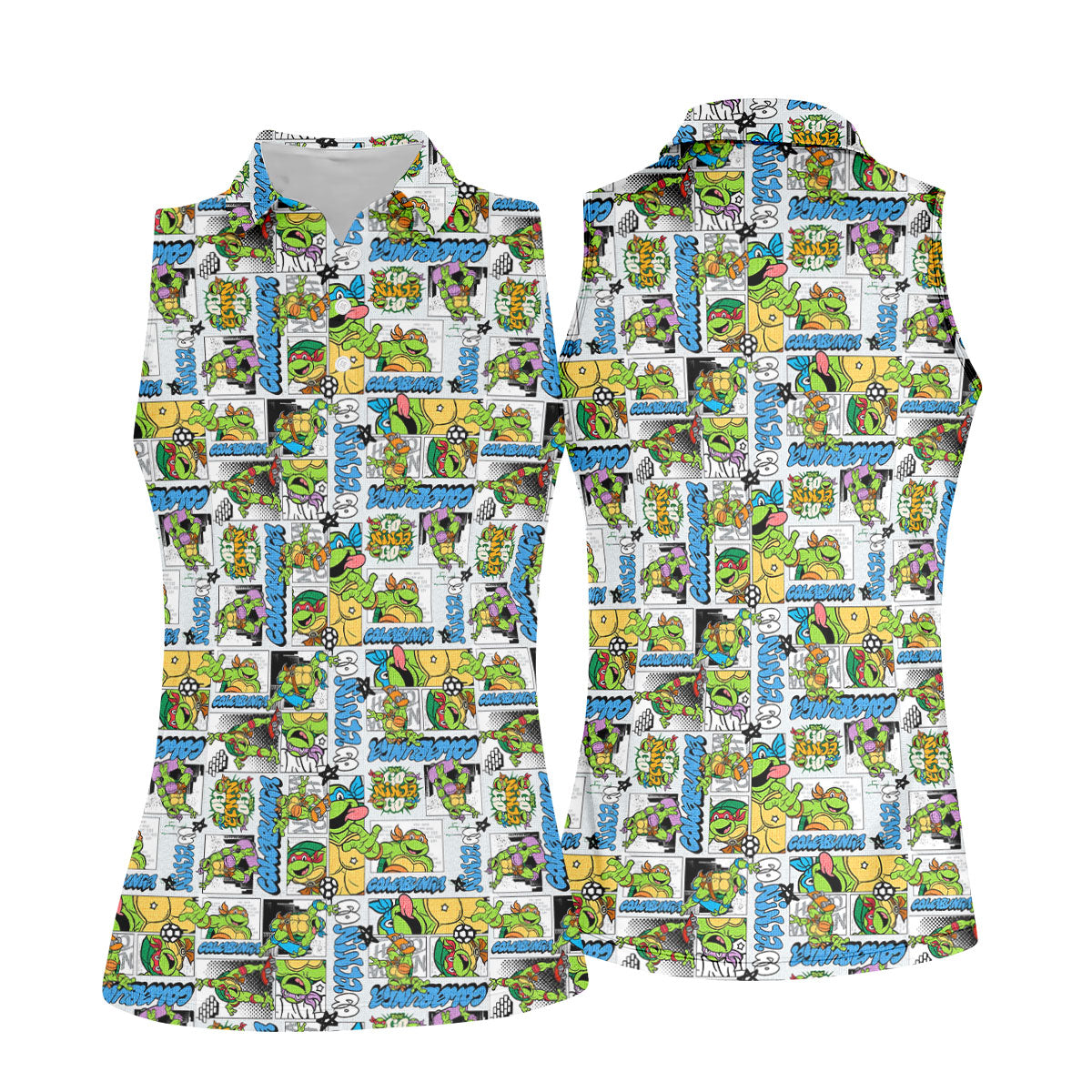 Funny Ninja Turtle Comic Hawaiian Golf Shirt, Ladies Golf Shirts, Golf Tops For Women