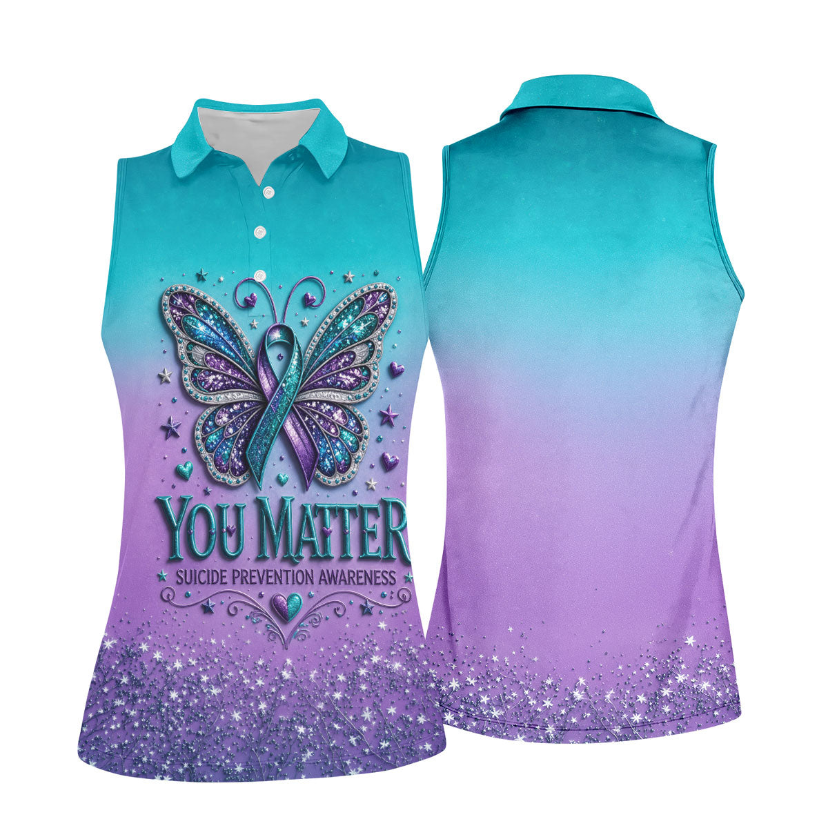 You Matter Suicide Prevention Awareness Butterfly Women’s Golf Polo, Suicide Golf Shirts