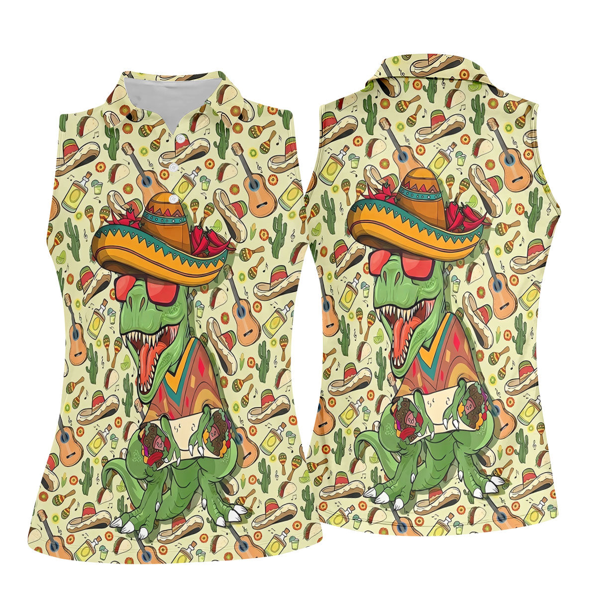 Mexican T-Rex Cinco De Mayo Celebration Funny Golf Shirt, Vibrant Color Golf Shirt For Women