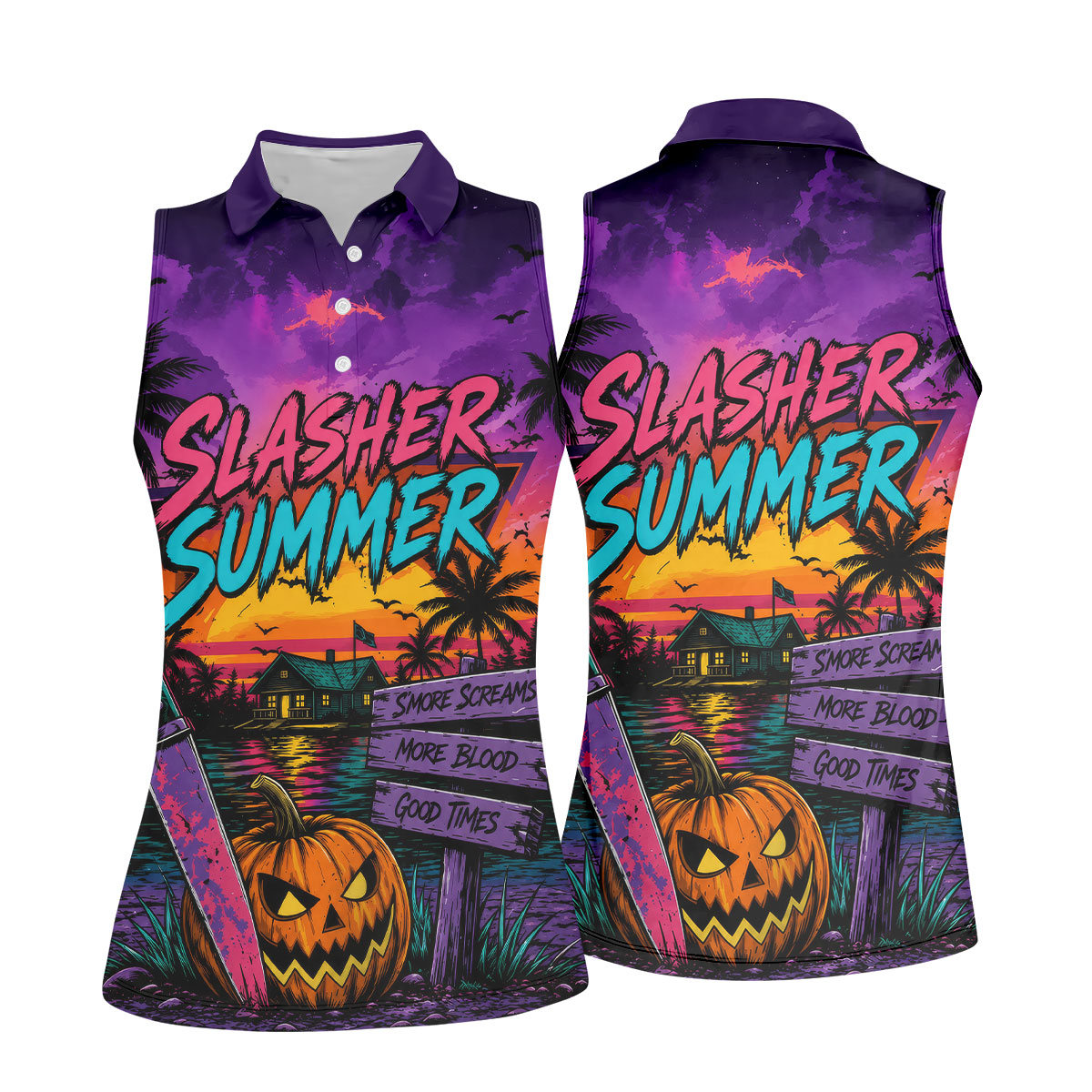 Slasher Summer Halloween Golf Shirt, Golf Shirts For Women, Printed Golf Shirt
