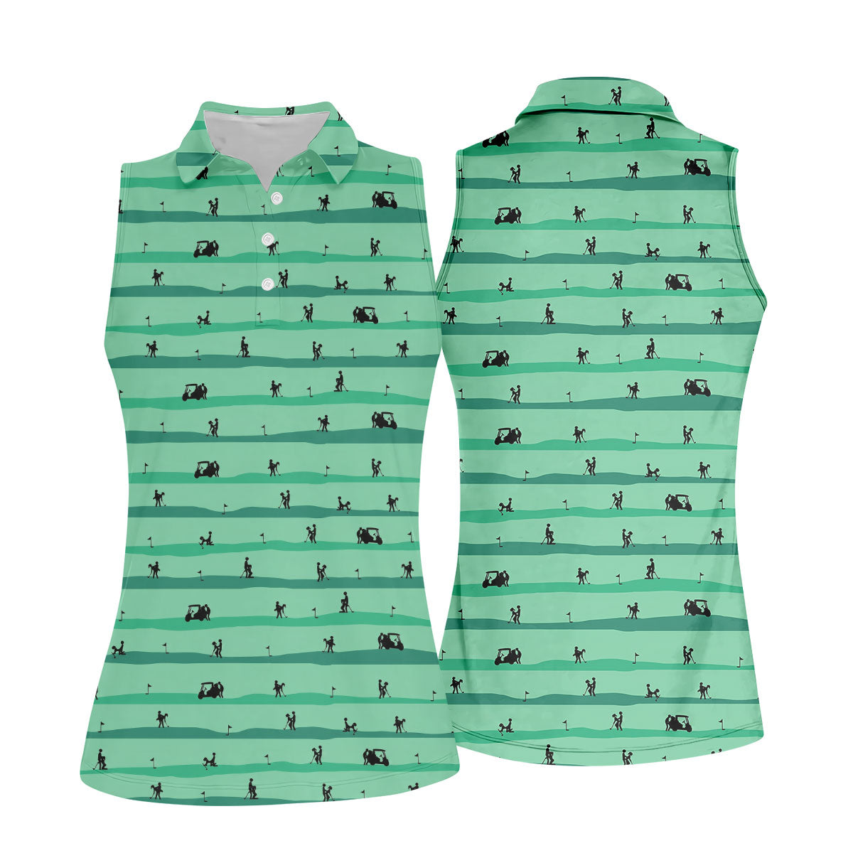 Funny Golf Couple Silhouette Pattern Polo Shirt, Golf Tops For Women, Ladies Golf Shirts