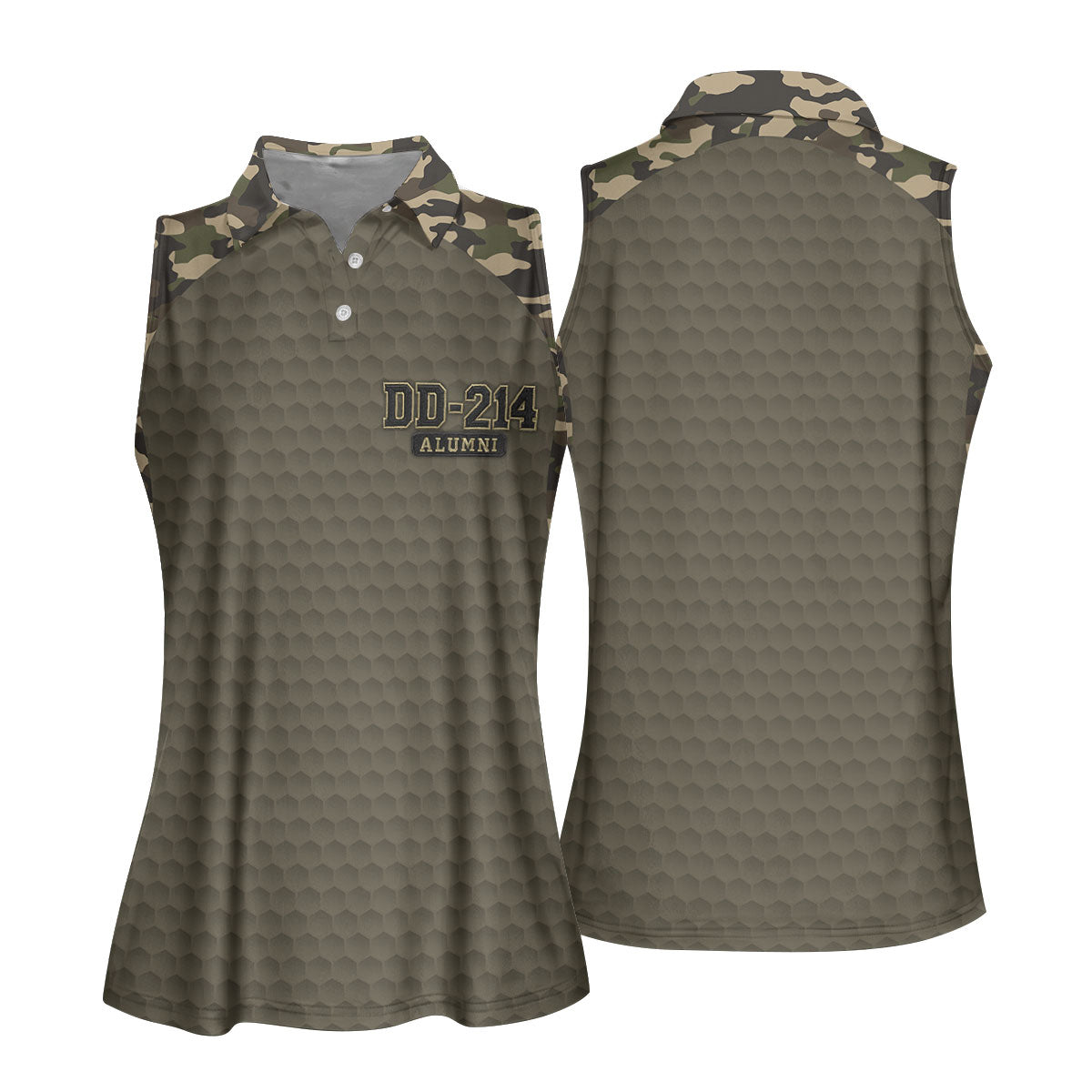 DD-214 Alumni Camo Golf Polo Shirt, Veterans Day Golf Shirt, Womens Golf Shirts