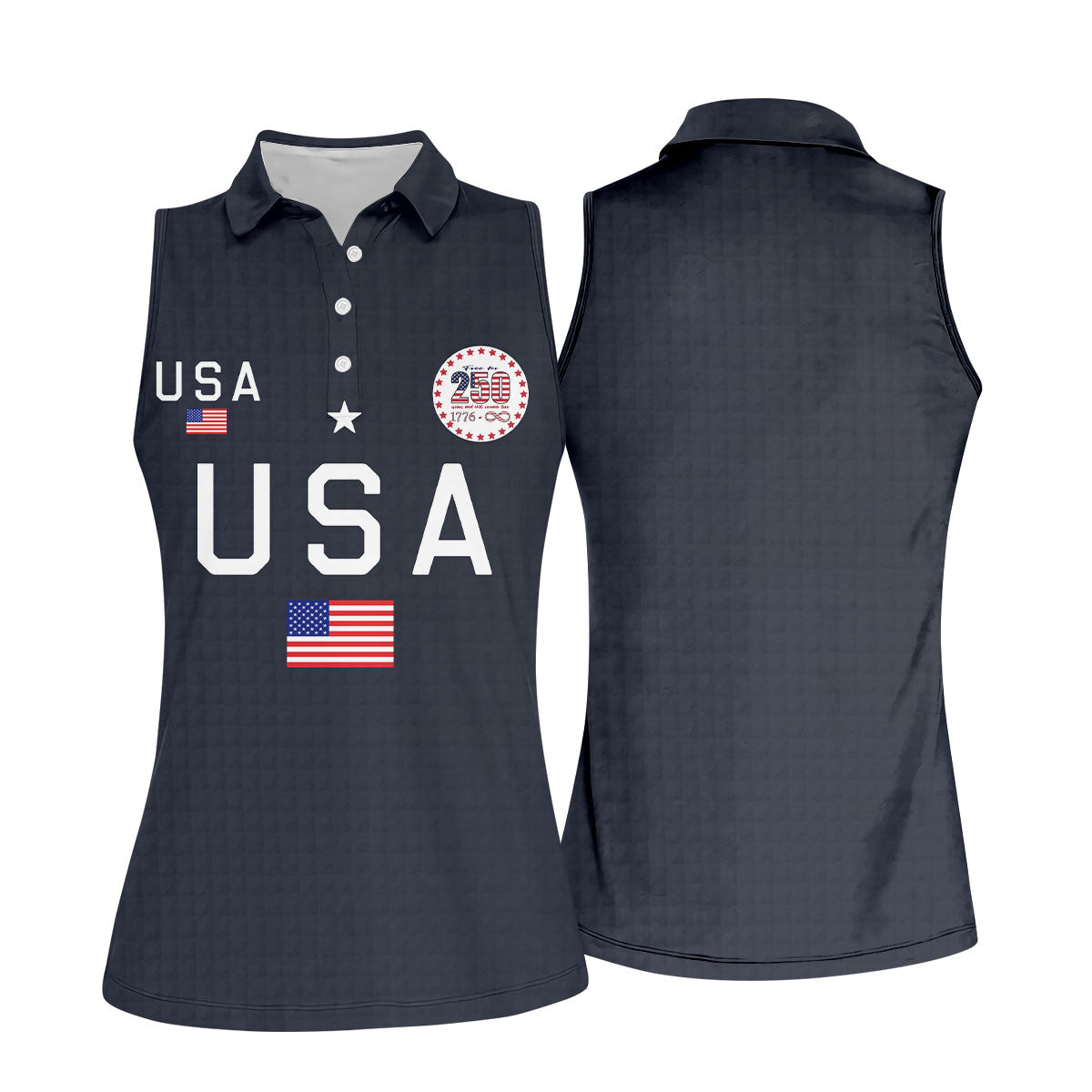 Free For 250 Years Black Patriotic Golf Shirt, 4th Of July Golf Shirt, 250th Anniversary Women Golf