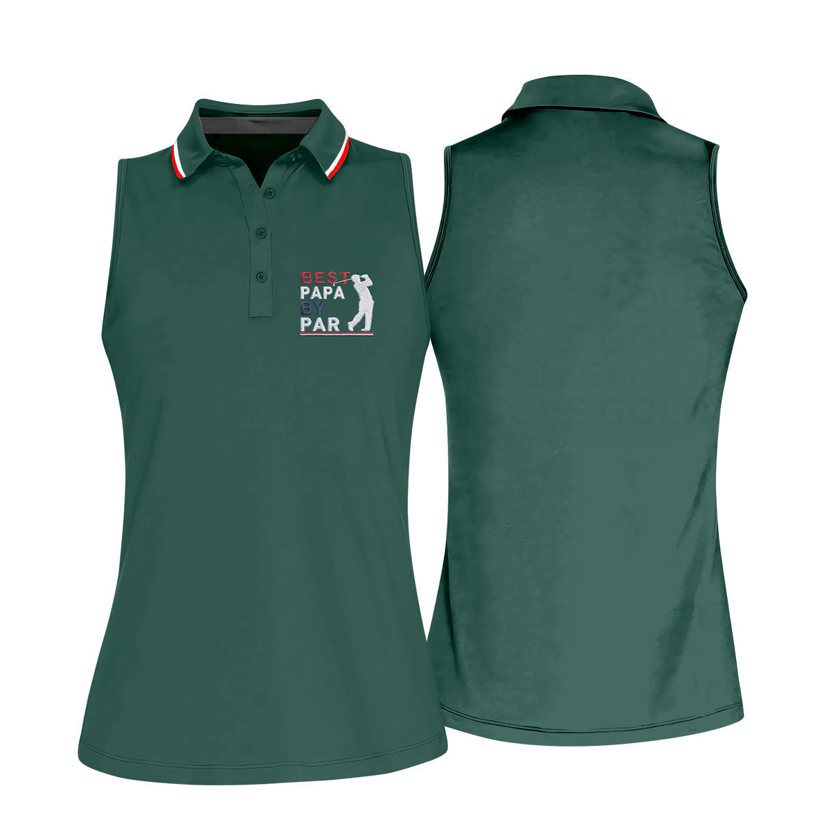 Green Best Papa By Par Embroidered Golf Polo Shirt, Ladies Golf Shirts, Golf Tops For Women