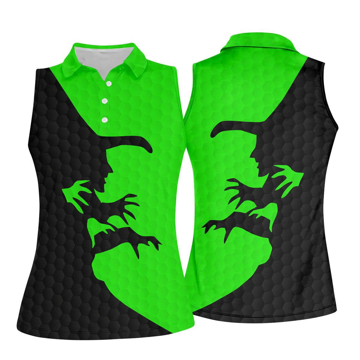 T-Rex Silhouette Halloween Golf Polo Shirt, Women's Golf Apparel, Ladies Golf Shirt