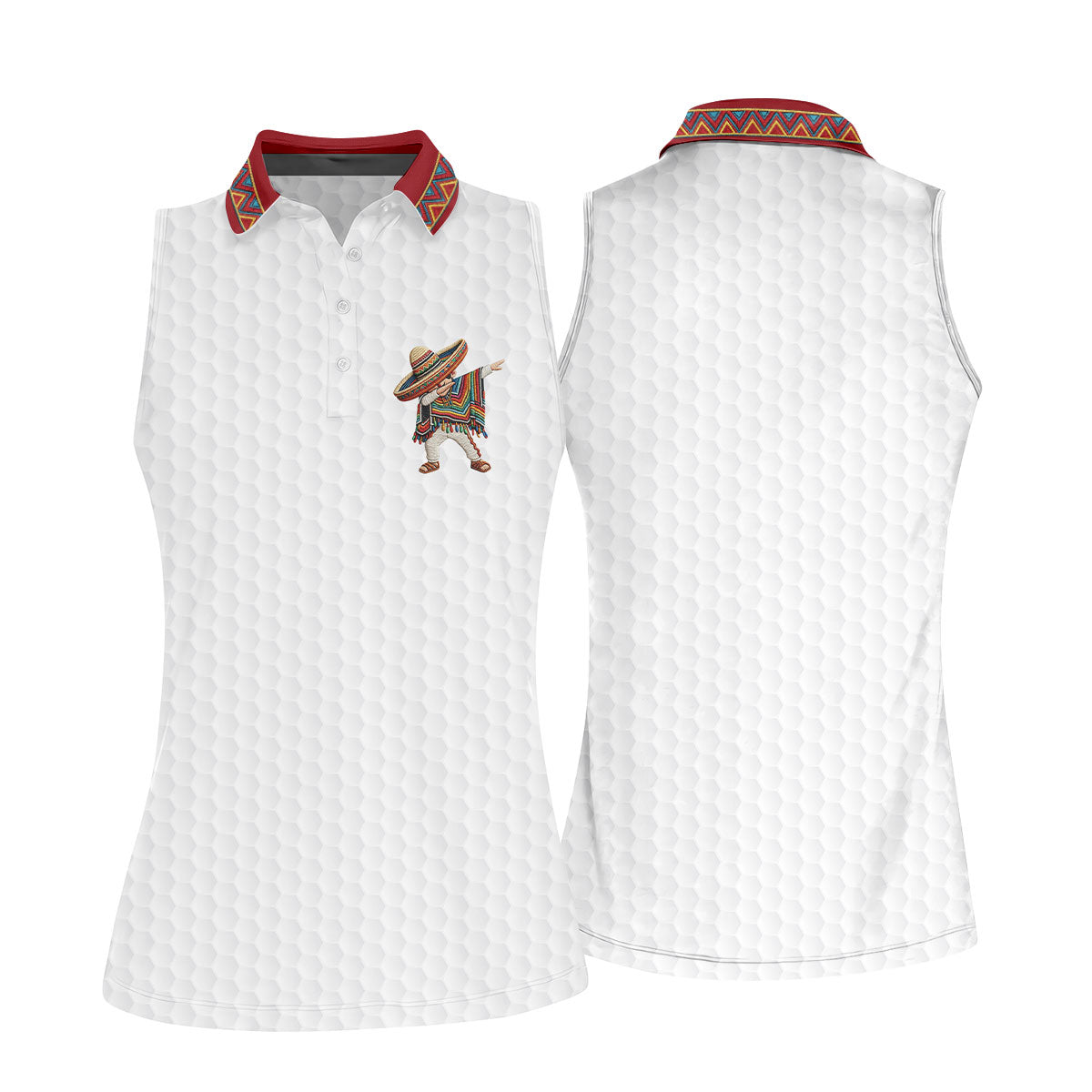 Cinco De Mayo Celebration Golf Ball Pattern White Golf Shirt, Golf Shirt For Women