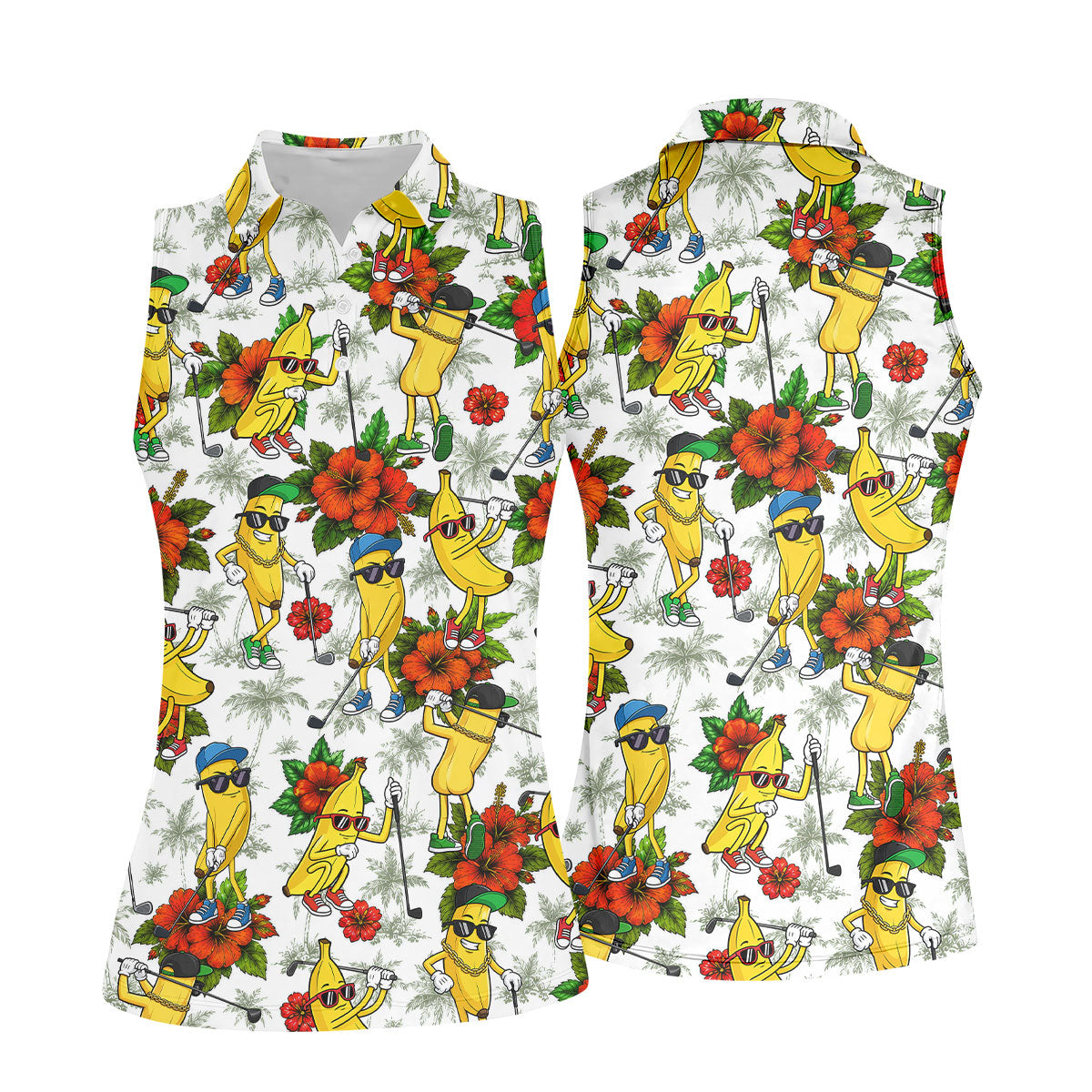 Funny Banana Golfer Hawaiian Golf Polo Shirt, Women’s Golf Polo, Golf Shirts For Women