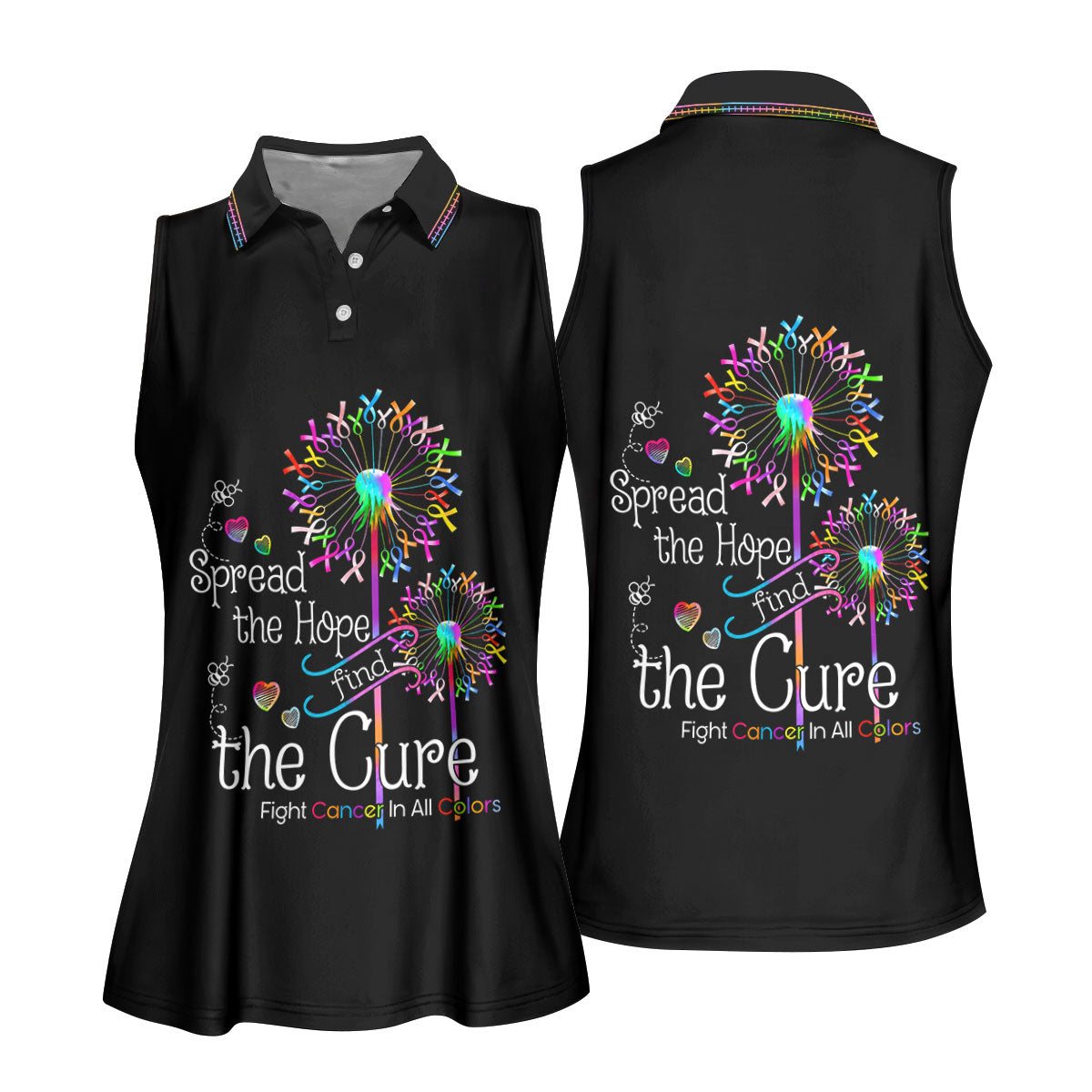 Spread The Hope Find The Cure Breast Cancer Awareness Golf Polo Shirt, Golf Shirts For Women
