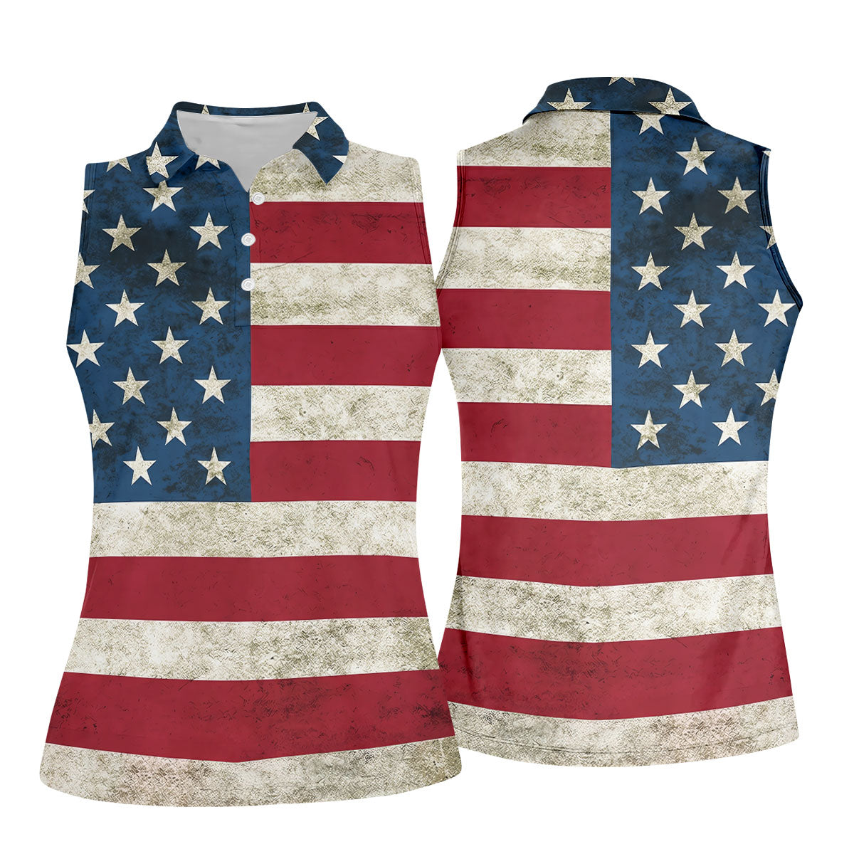 Distressed US Flag Golf Shirt, 250 Years Patriotic 4th Of July Golf Shirt For Women