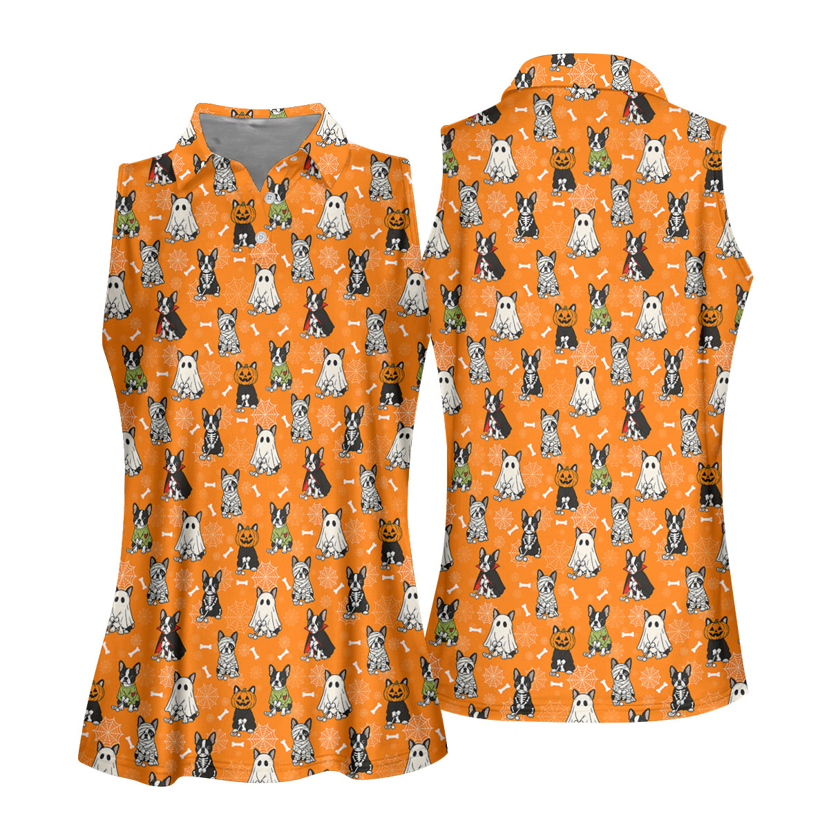 Halloween Dog Costume Pattern Golf Polo Shirt, Womens Golf Tops, Halloween Shirt For Women