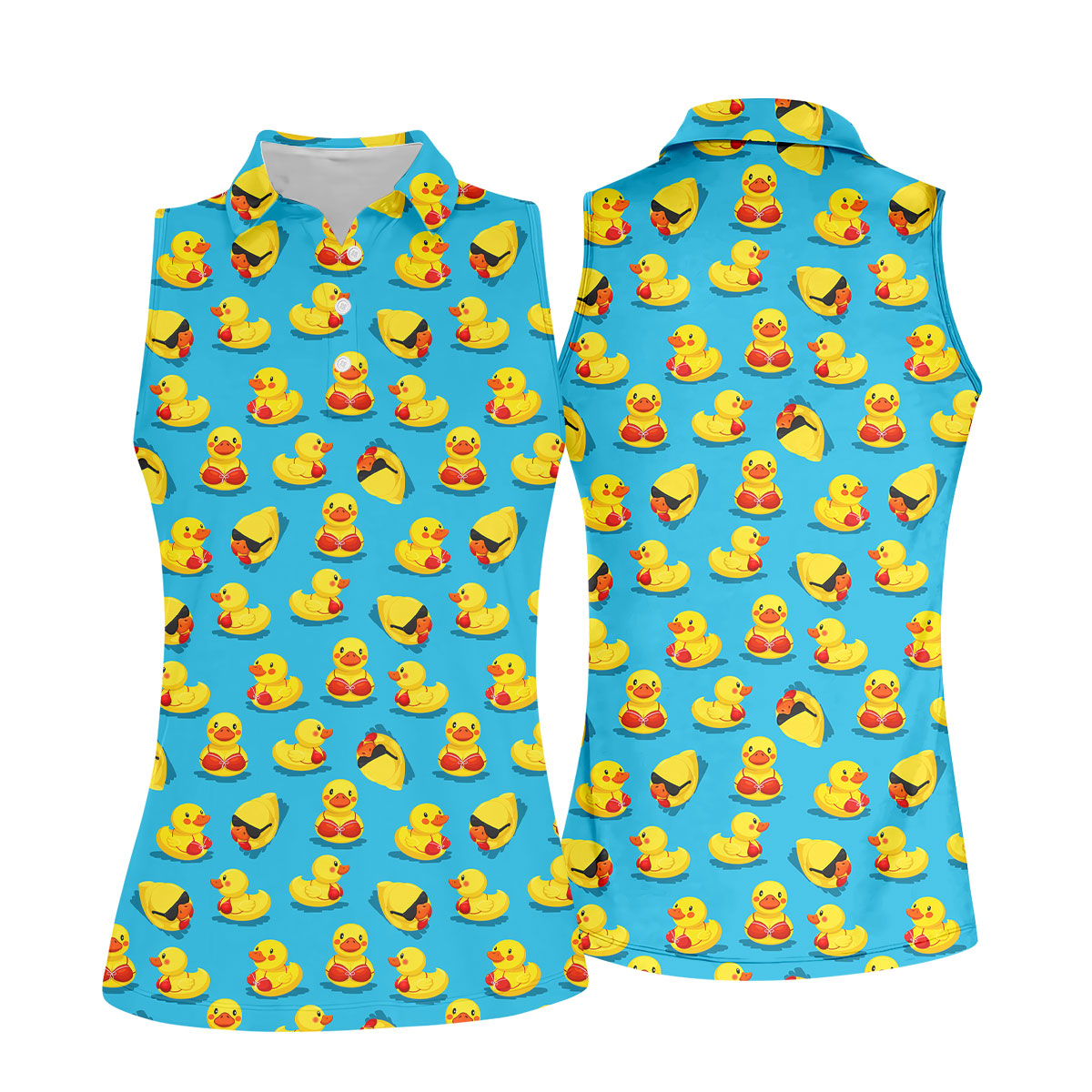 Funny Bikini Rubber Duck Golf Polo Shirt, Golf Shirts For Women, Women’s Golf Polo