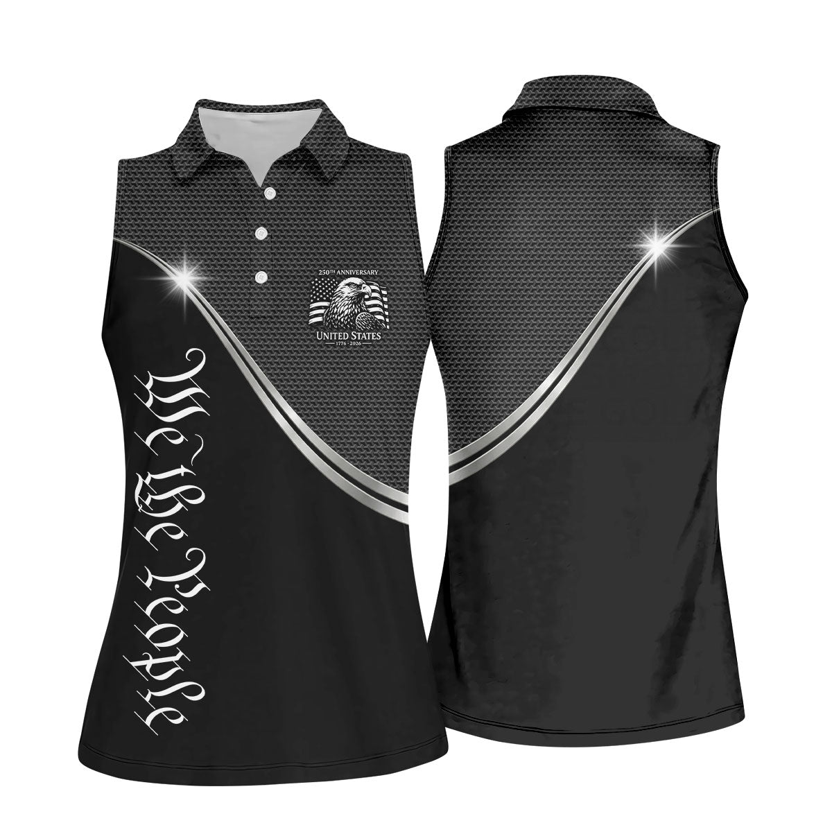 We The People 250th Anniversary Black Golf Shirt, Patriotic 4th Of July Golf Shirt For Women