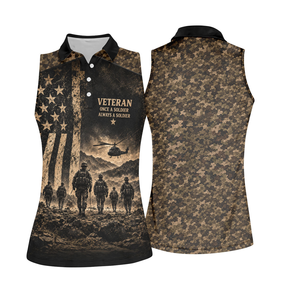 Once A Soldier Helicopter Golf Polo Shirt, Veterans Day Golf Shirt, Womens Golf Tops