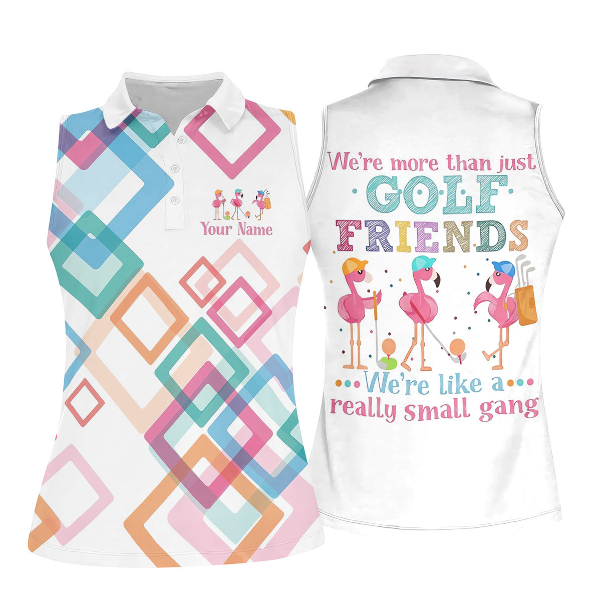 Personalized Flamingo Golf Polo Shirt, Golf Tops For Women, Ladies Golf Shirt