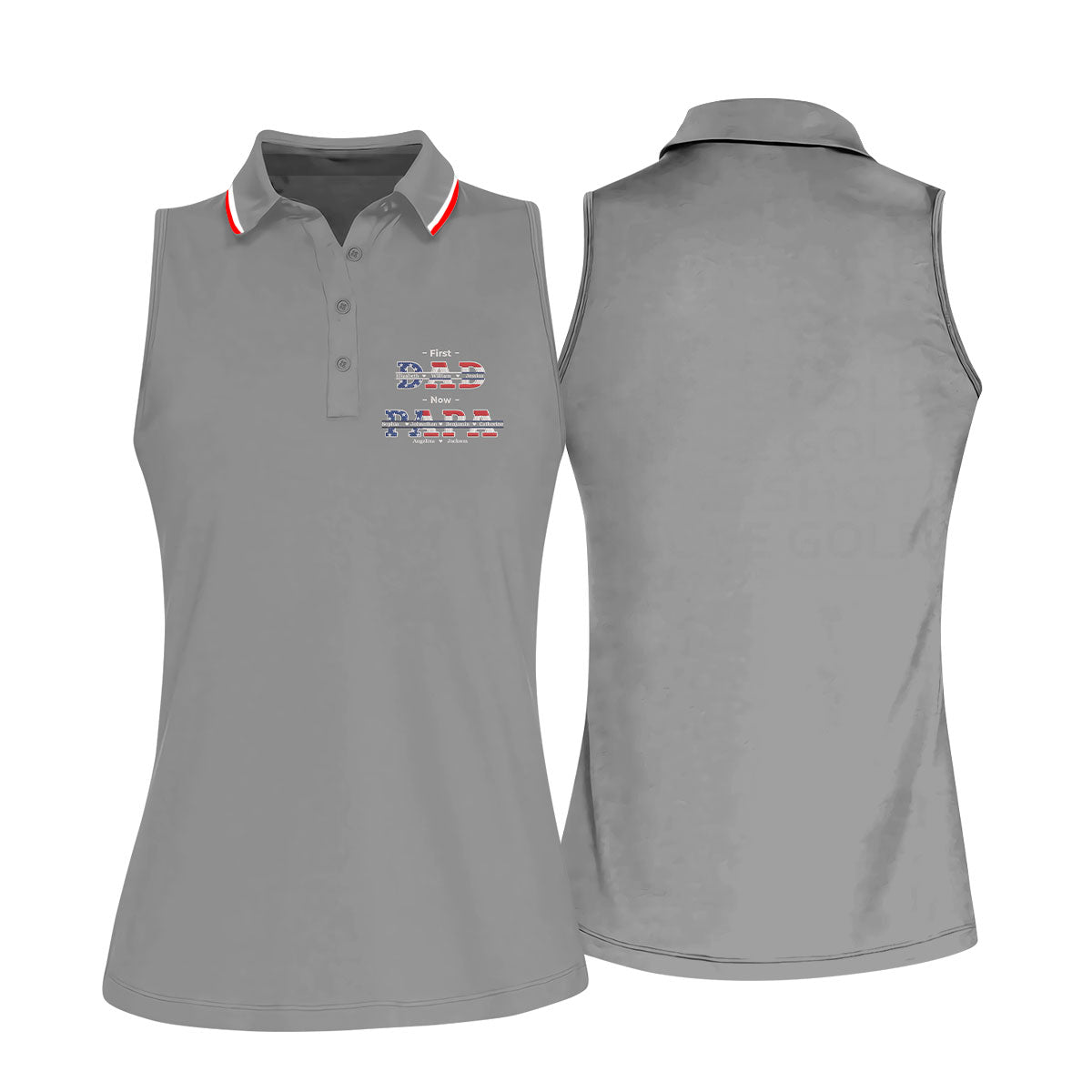 Gray First Dad Now Grandpa Golf Polo Shirt, Golf Polo For Women, Women’s Golf Apparel