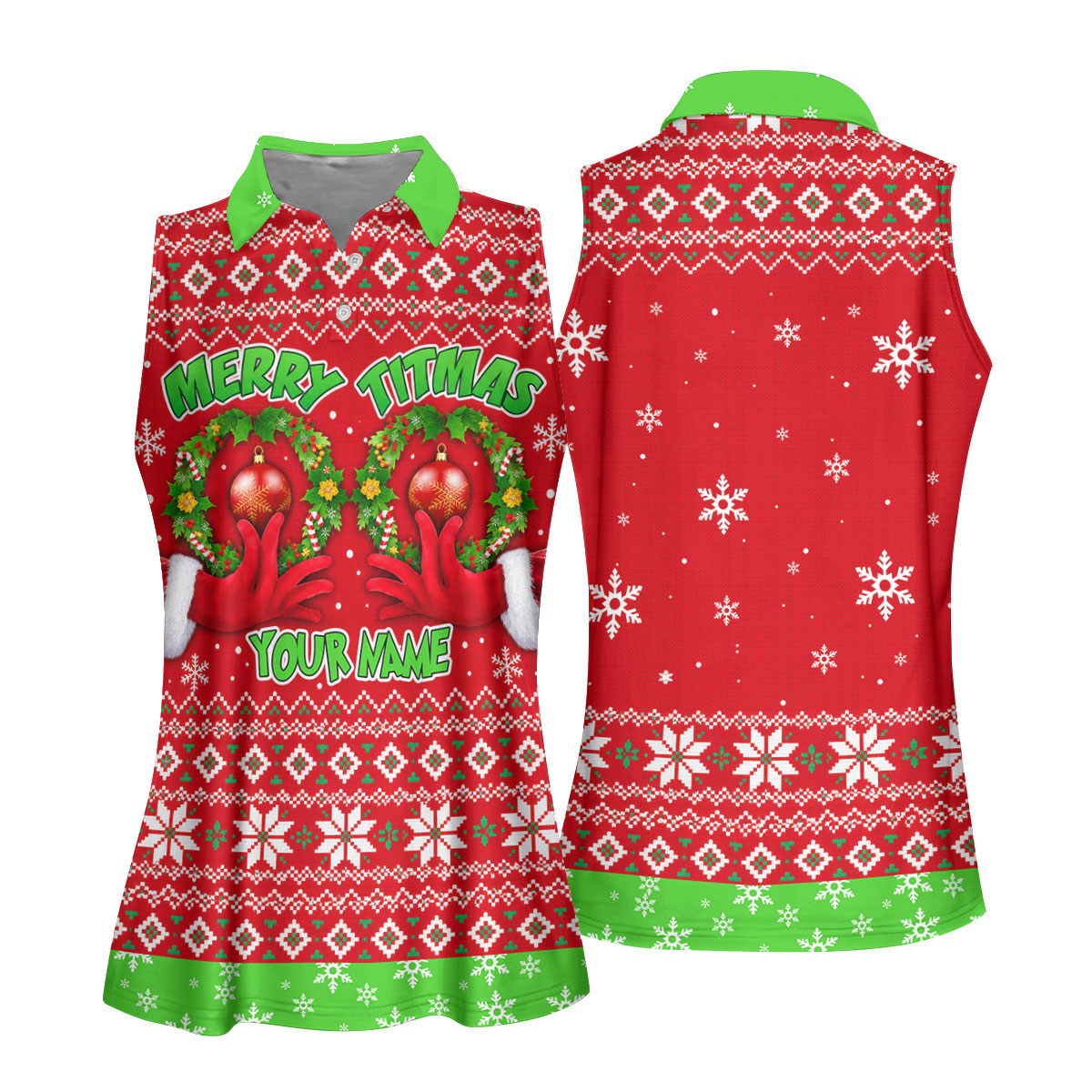 Custom Name Merry Titmas Polo Shirt, Christmas Golf Shirt For Women, Womens Golf Tops